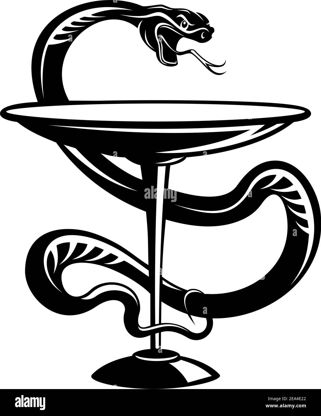 Médecine et pharmacie symbole serpent isolé sur fond blanc Illustration de Vecteur