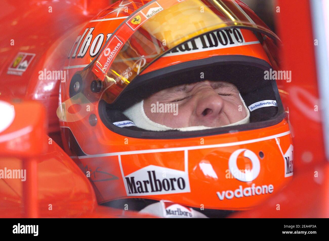 Michael Schumacher, pilote allemand de Formule 1 de Ferrari, lors de la séance de qualification au Grand Prix de Hongrie, sur le circuit Hungaroring, près de Budapest, Hongrie, le 30 juillet 2005. Photo de Thierry Gromik/ABACAPRESS.COM Banque D'Images