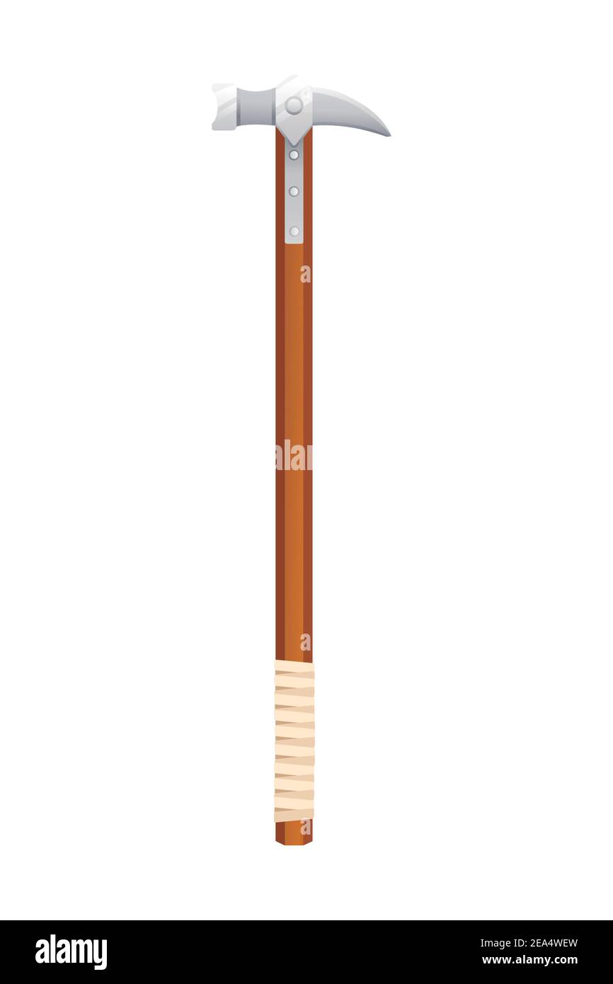 Marteau de guerre d'arme médiéval avec manche en bois et tête en fer arme à long manche pour foot-soldats illustration vectorielle sur fond blanc Illustration de Vecteur