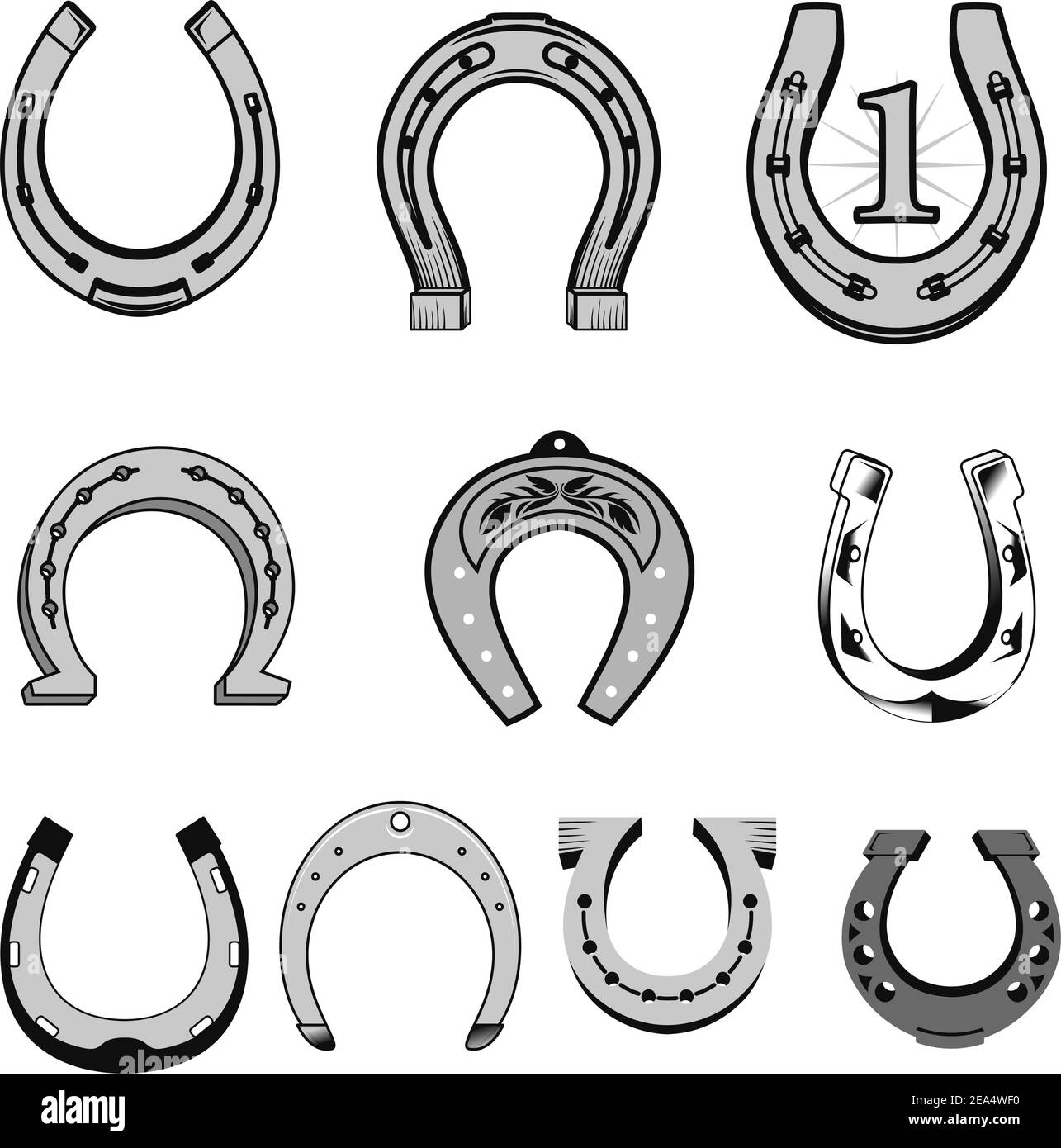 Ensemble d'éléments de fers pour concevoir les concepts de la chance Illustration de Vecteur