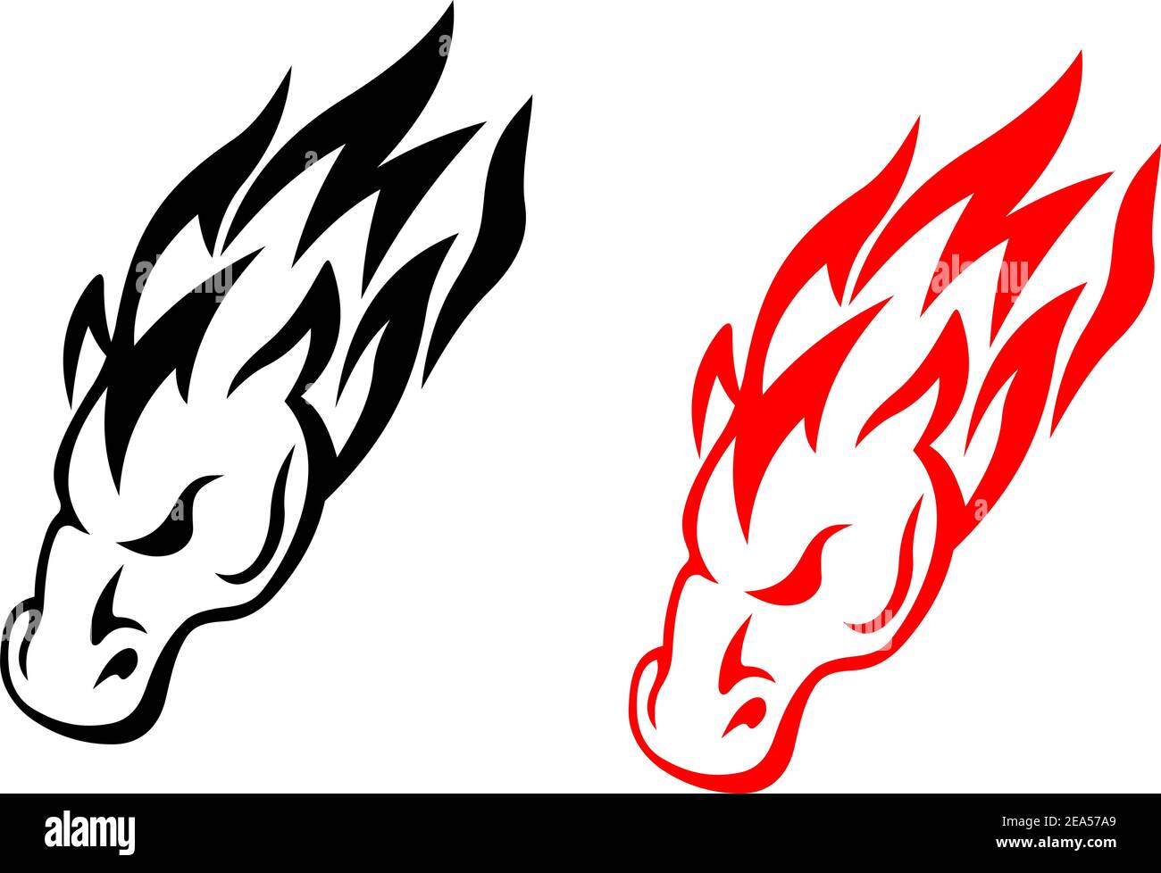 Tête de cheval tribale en version rouge et noire pour tatouage conception Illustration de Vecteur