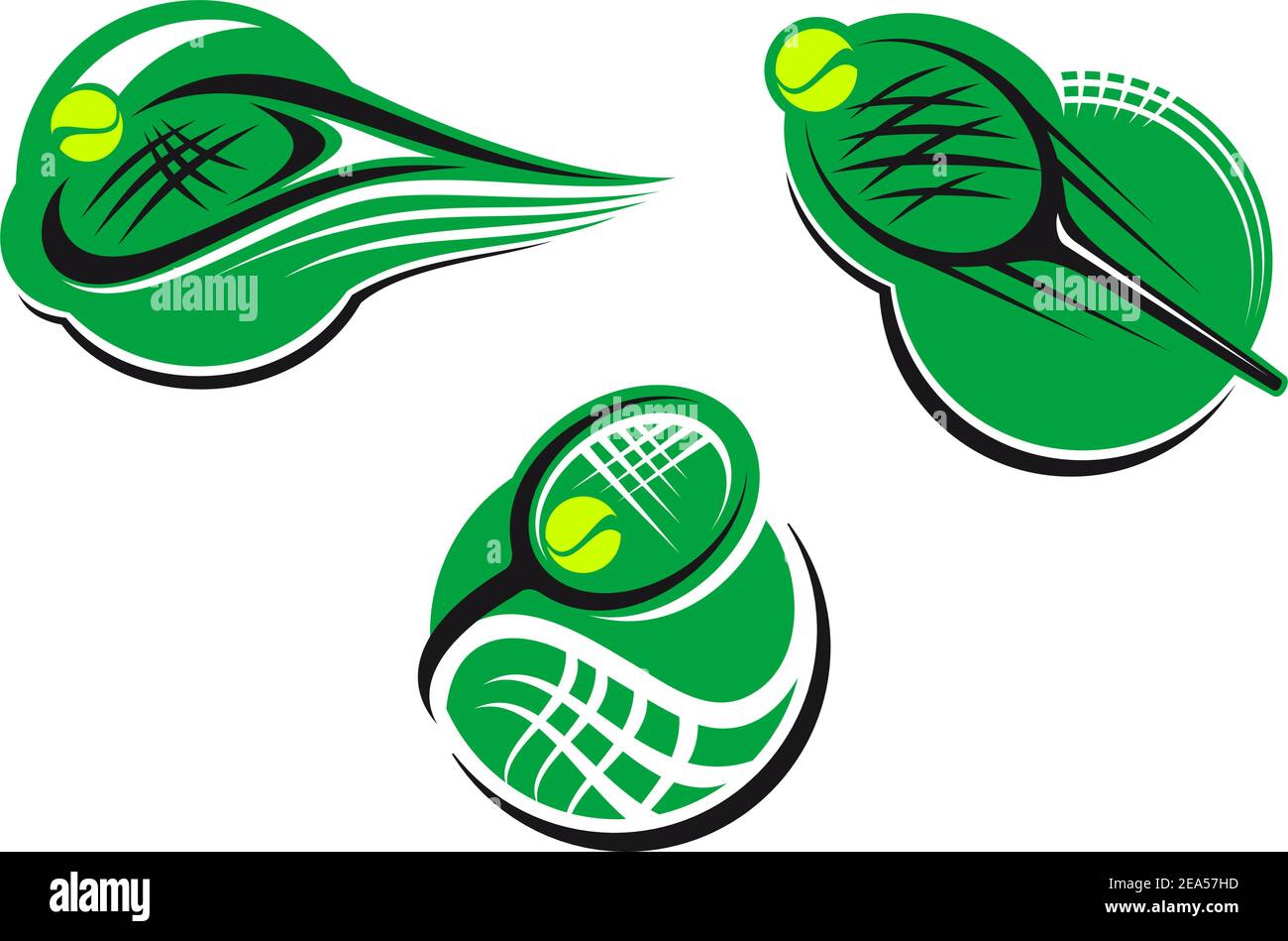 Icônes et symboles de sports de tennis avec paquet et balle Illustration de Vecteur