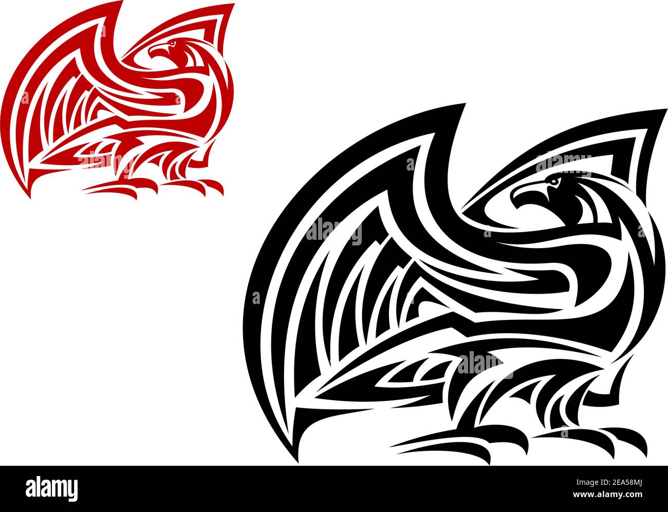 Mascotte d'aigle tribal en deux couleurs différentes isolées sur le blanc arrière-plan Illustration de Vecteur