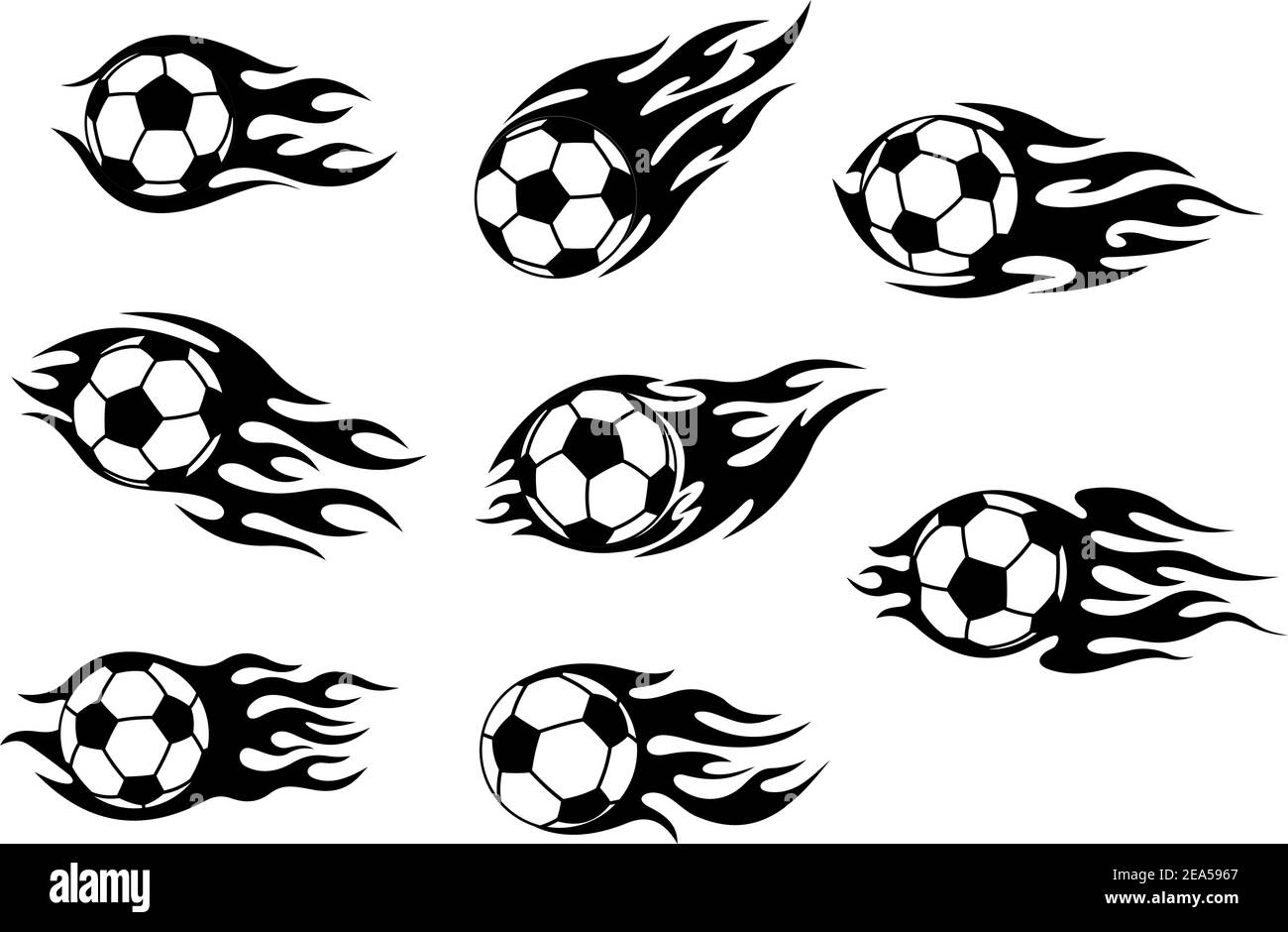 Football et tatouages de football aux flammes tribales Illustration de Vecteur