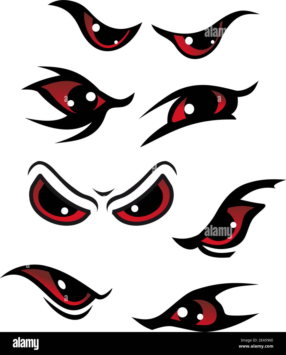 Danger yeux rouges isolés sur fond blanc pour mystère conception Illustration de Vecteur
