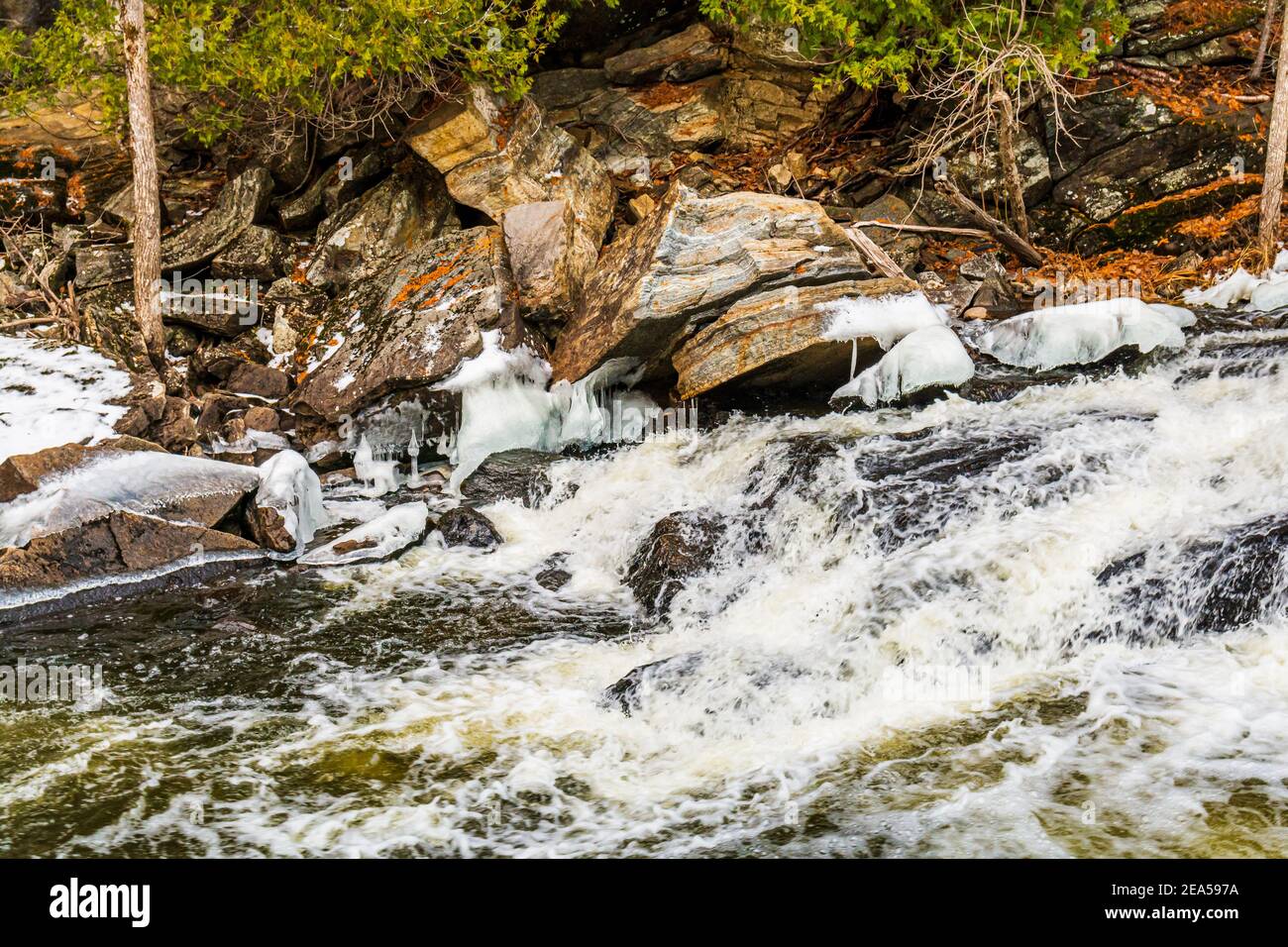 Egan Chutes conservation Area Bancroft Ontario Canada en hiver Banque D'Images