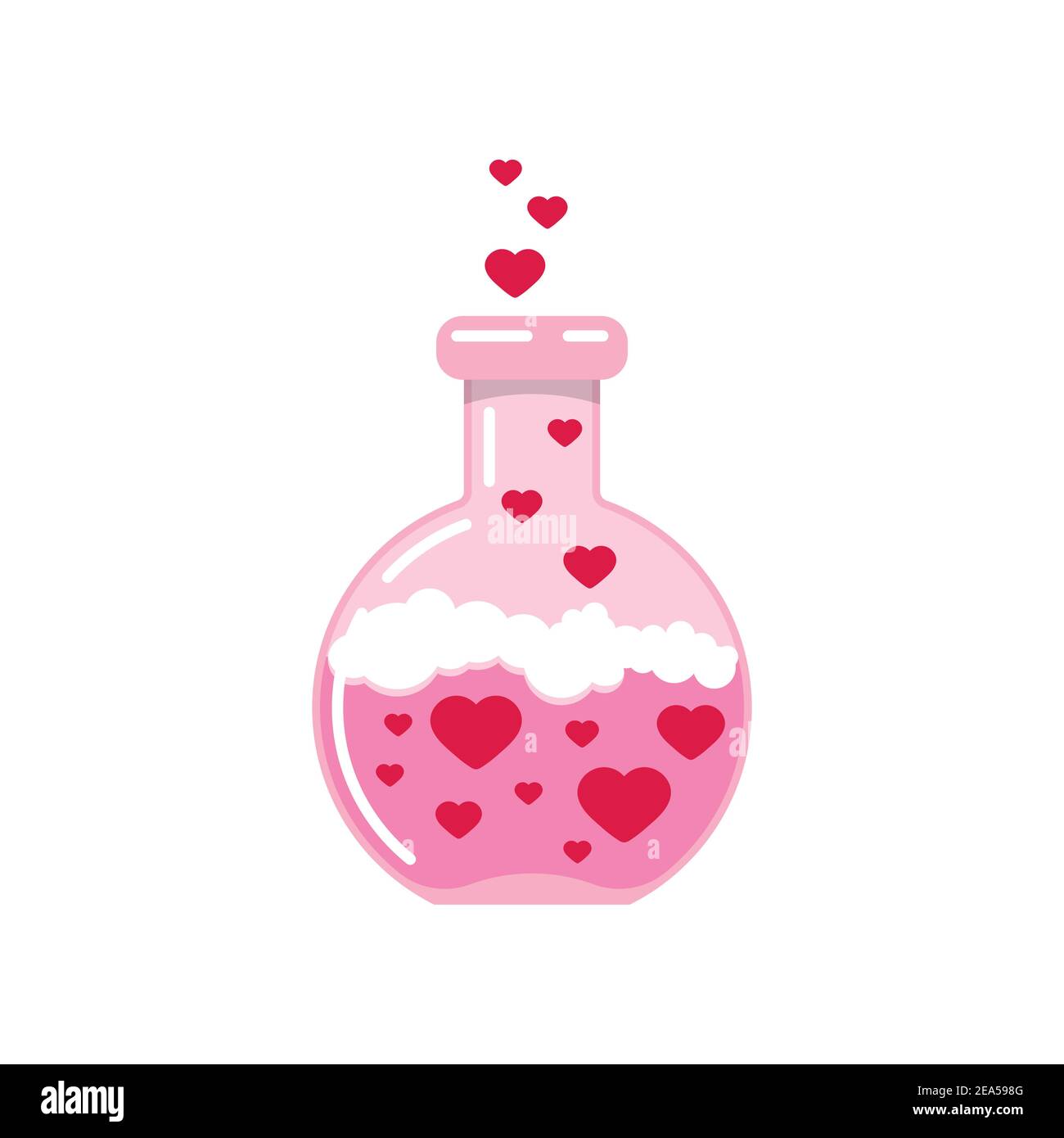 Ballon de chimie avec coeur et amour poison valentines icône de jour isolé sur fond blanc. Illustration de Vecteur