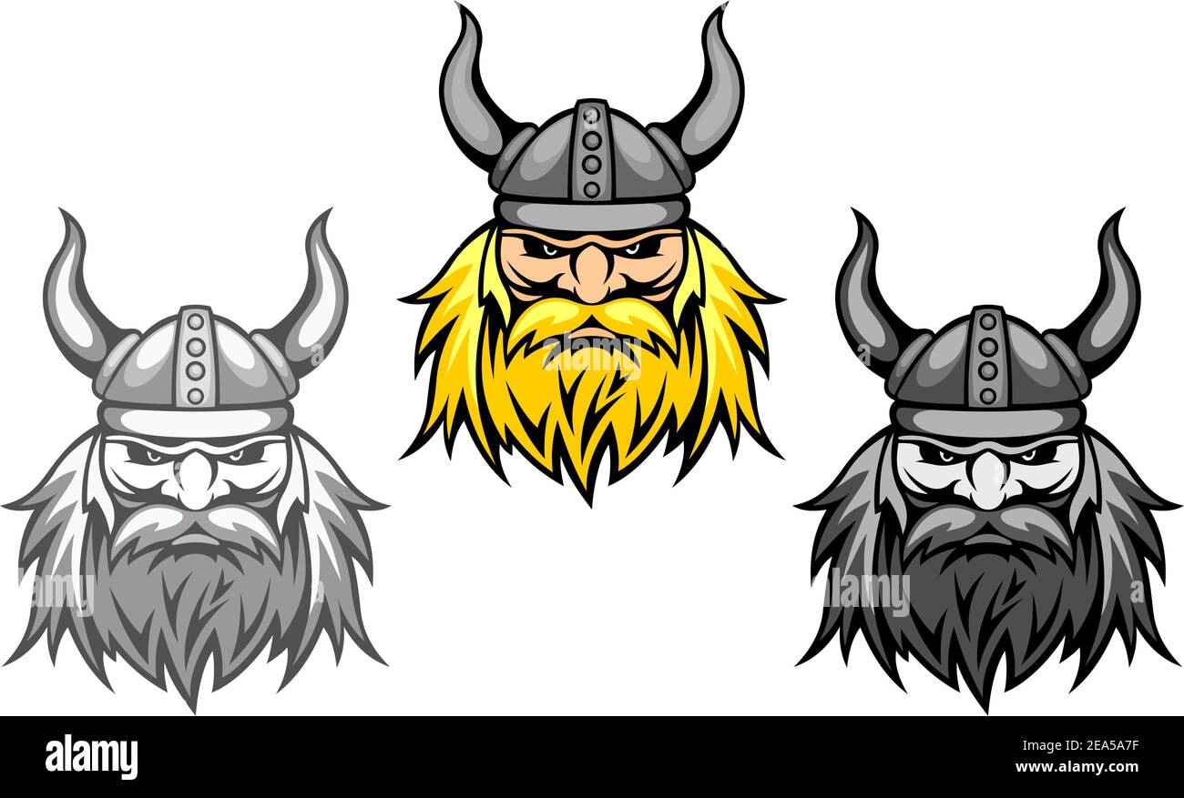 Guerriers viking agressifs pour la conception de mascottes ou de tatouages Illustration de Vecteur
