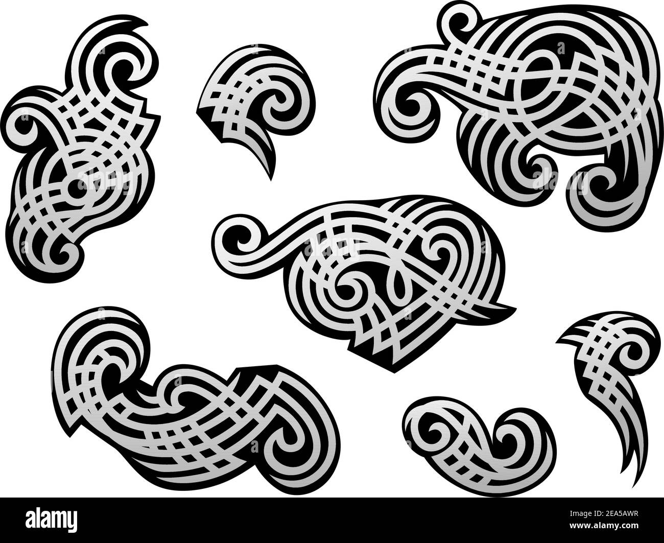 Ensemble de tracery tribal argent pour embellir ou motif tatouage Illustration de Vecteur