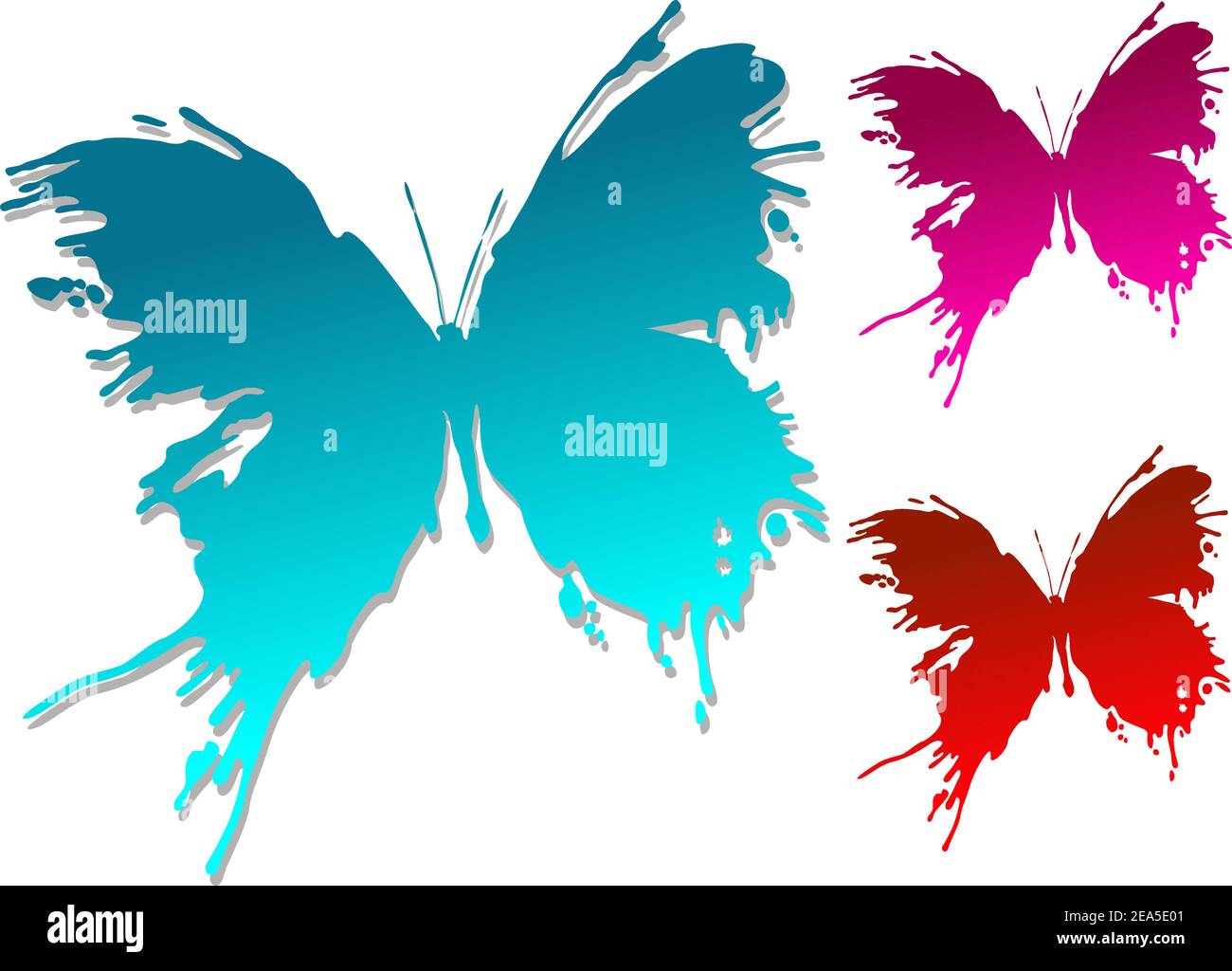 Des papillons colorés isolés sur fond blanc Illustration de Vecteur