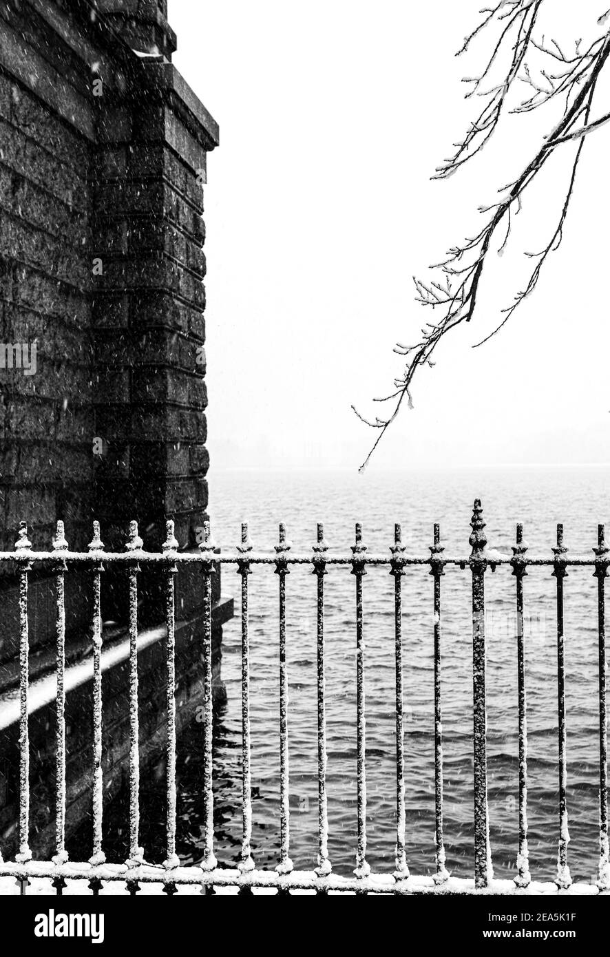 New York City Central Park pendant une tempête de neige Banque D'Images