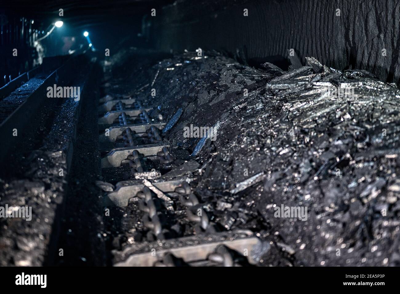 Haveuse de convoyeur de racleur de mine de charbon. Banque D'Images