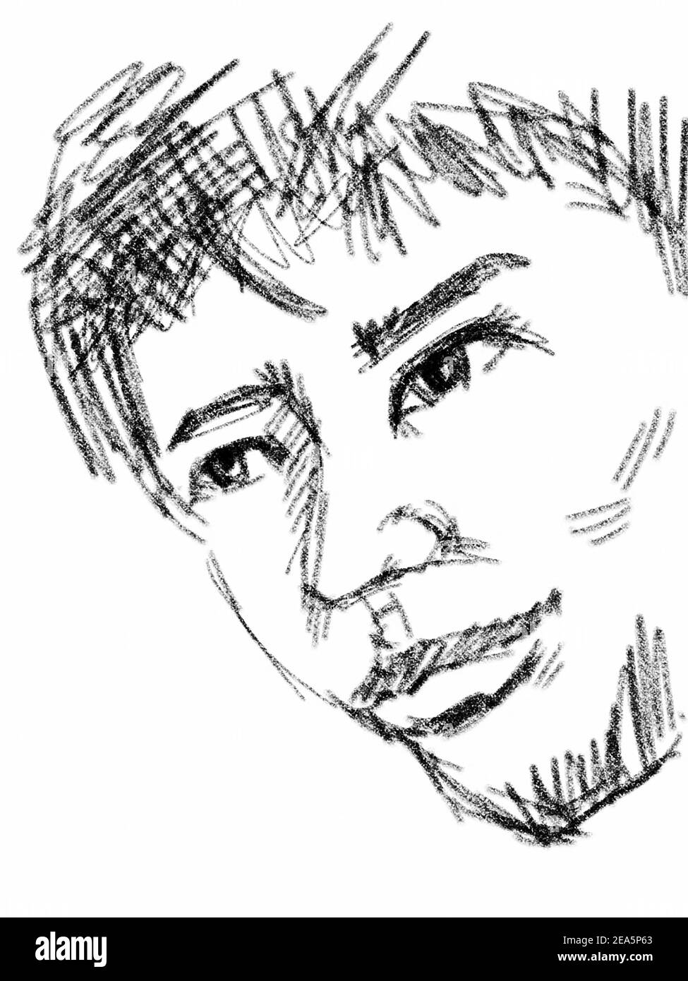 Dessin, esquisse, mignon, beau, heureux, fou, monstre, homme Banque D'Images