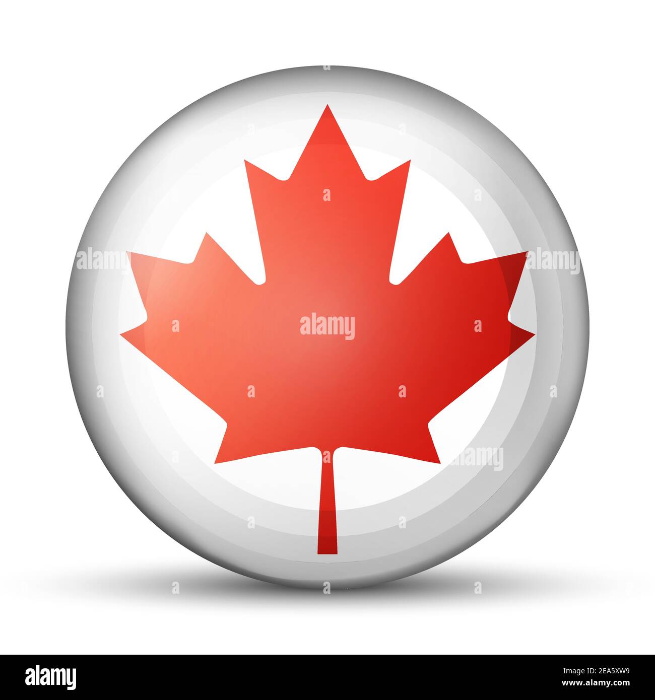 Boule lumineuse en verre avec drapeau du Canada. Sphère ronde, icône de