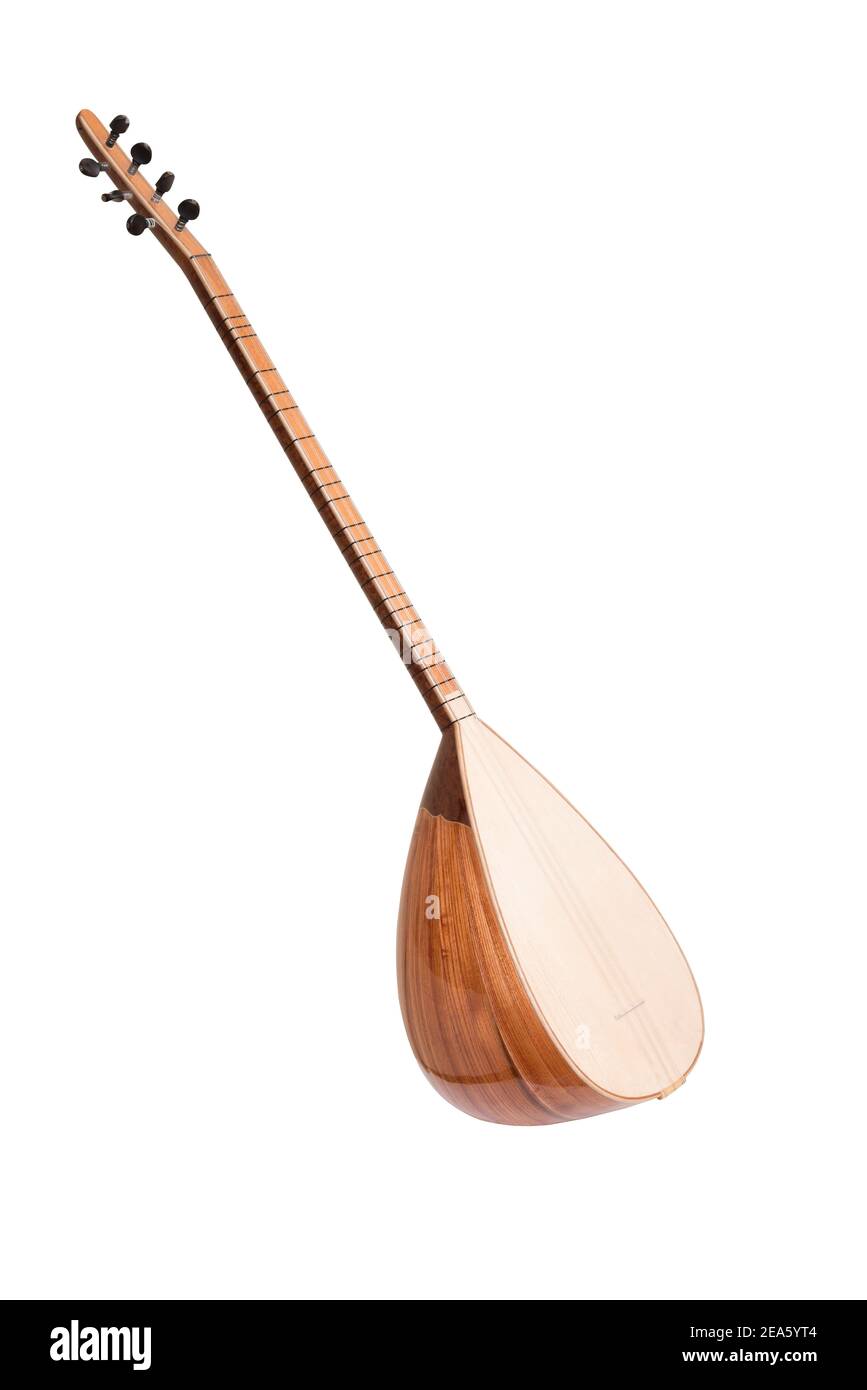 Baglama Turc (Saz) Col Court En Bois De Cerisier - Micro Intégré, étui Inclus - Instrument Traditionnel Turc