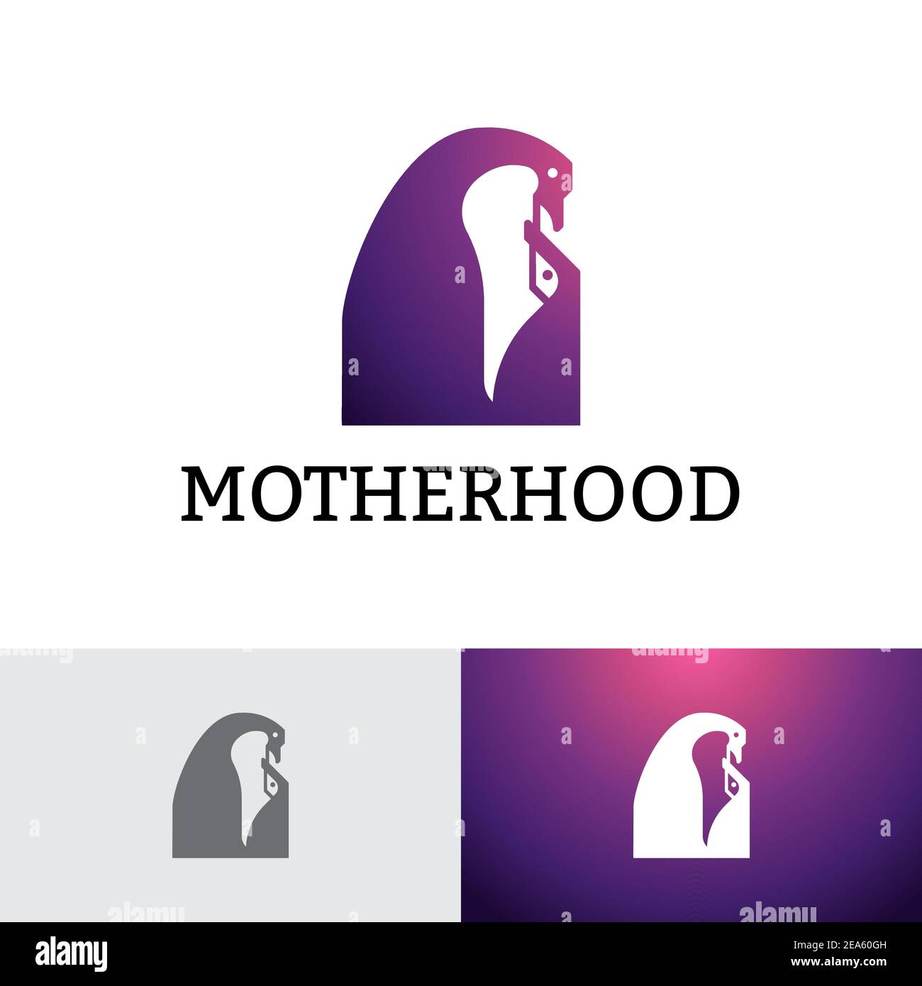Modèle de logo Motherhood Penguin Mother Child Love Illustration de Vecteur
