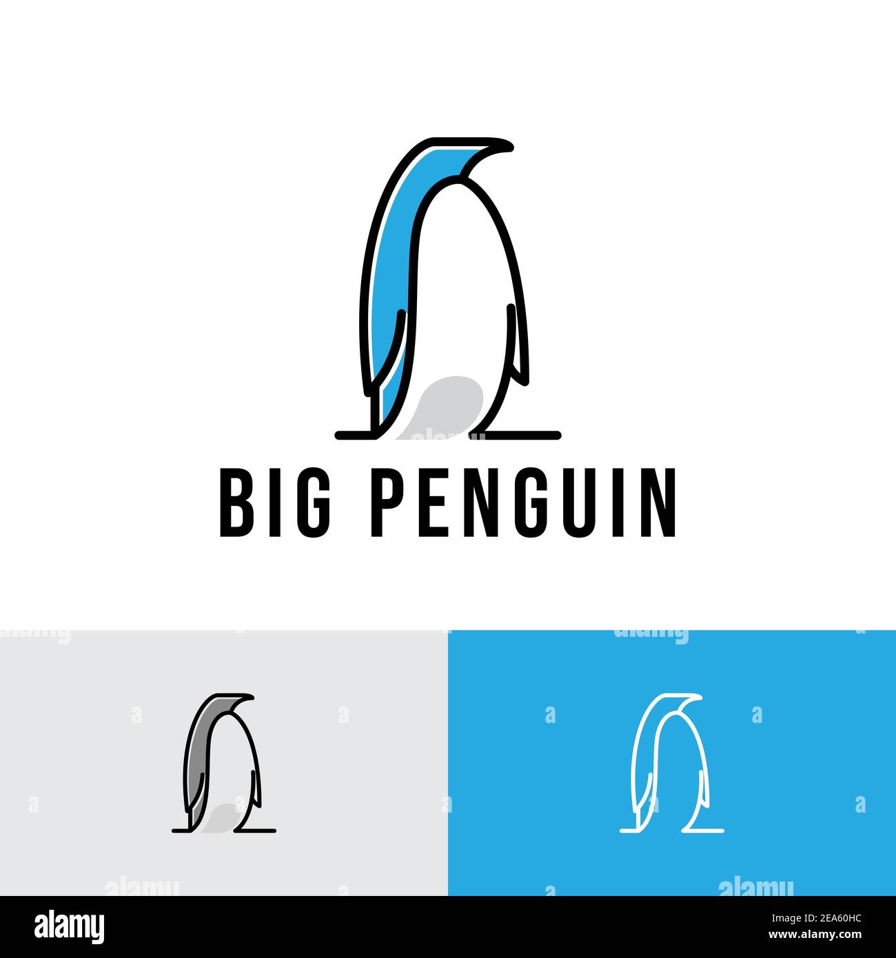 Modèle de logo de l'entreprise Big Emperor Penguin Ice Animal Illustration de Vecteur