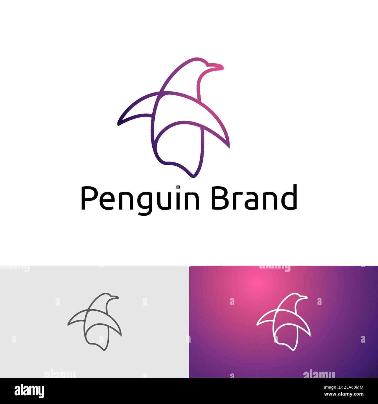 Modèle de logo simple Penguin Line Art monoline Illustration de Vecteur