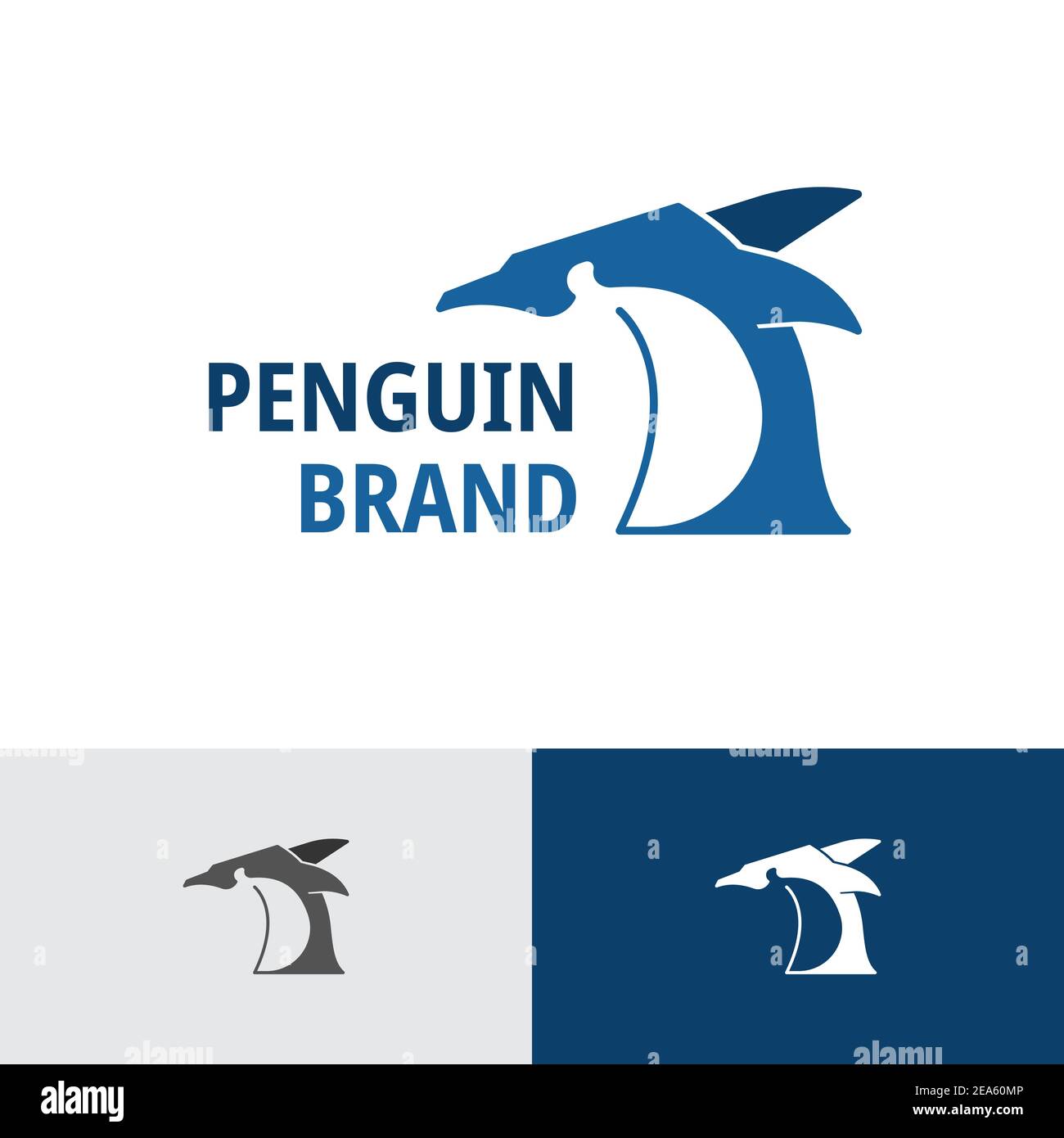 Modèle de logo commercial Angry Emperor Penguin Ice Animal Illustration de Vecteur
