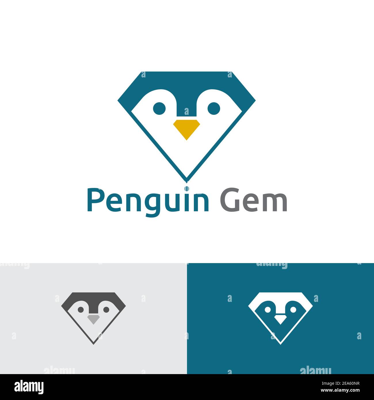 Modèle de logo de bijoux en losange à motif pingouin mignon Illustration de Vecteur