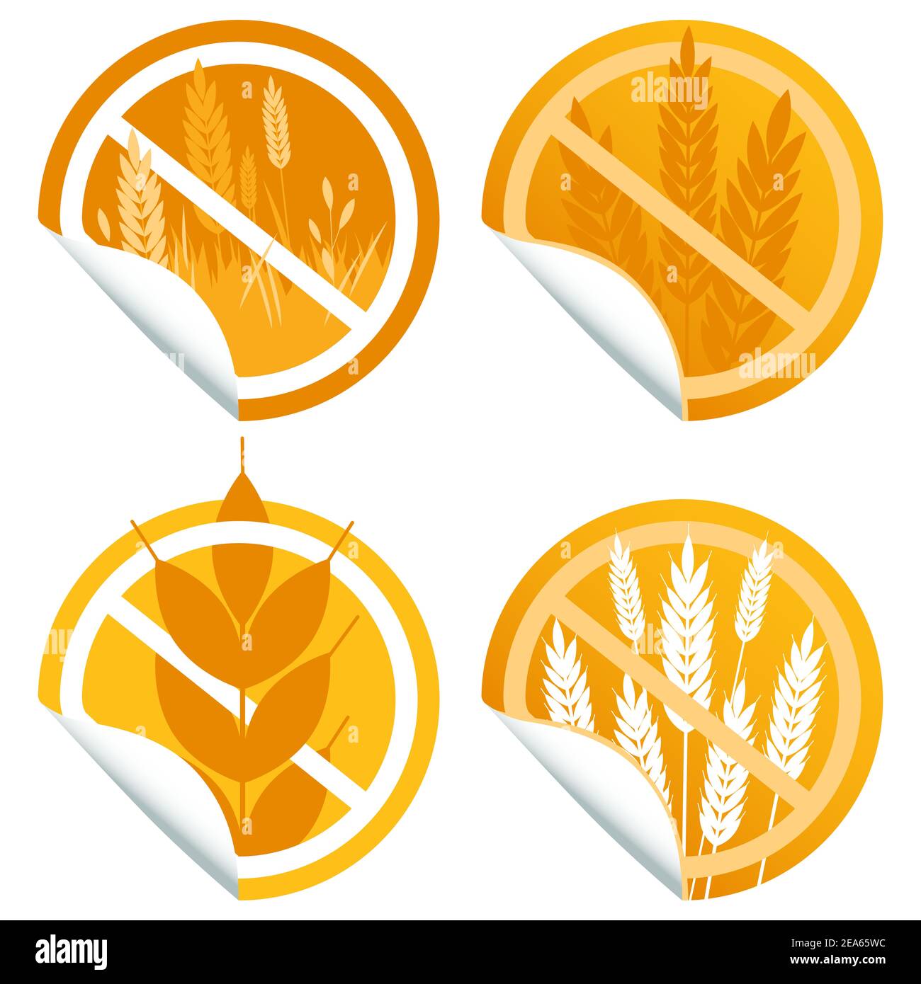 Autocollants d'étiquettes d'aliments sans gluten. Collection d'illustrations Banque D'Images