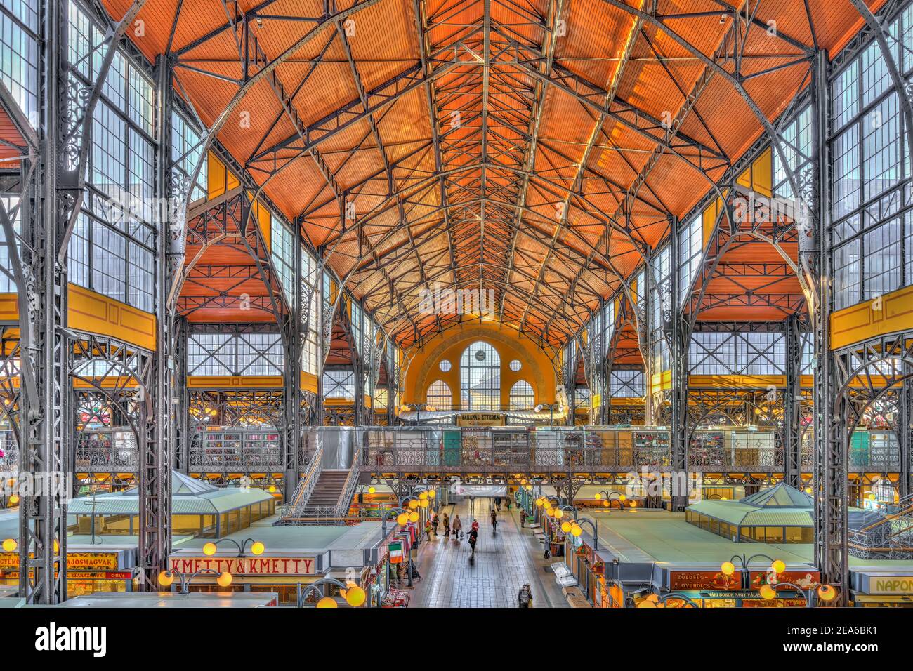 Grande salle du marché, Budapest, HDR image Banque D'Images