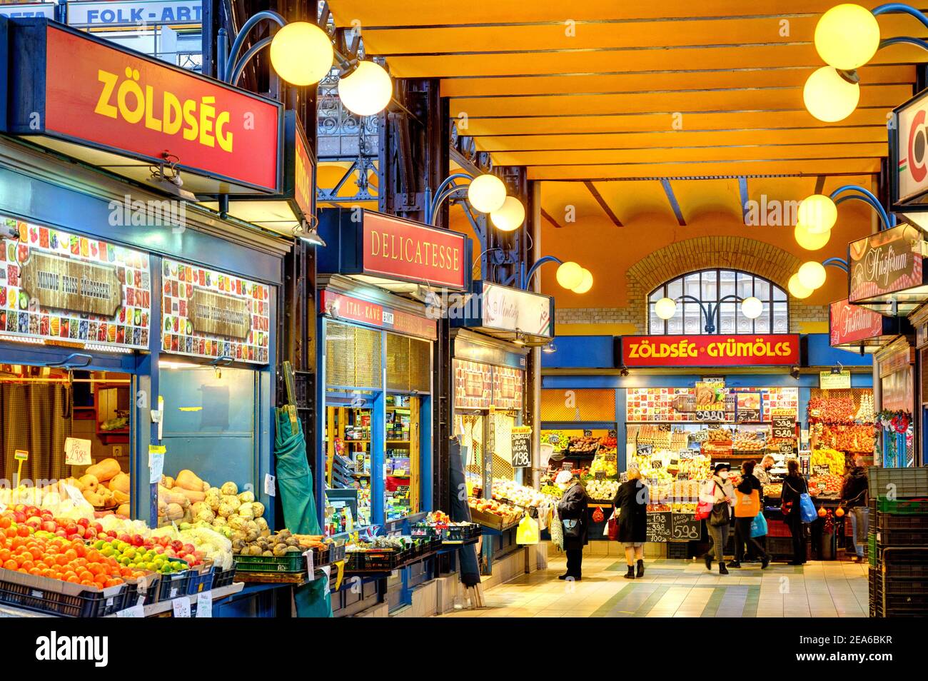 Grande salle du marché, Budapest, HDR image Banque D'Images