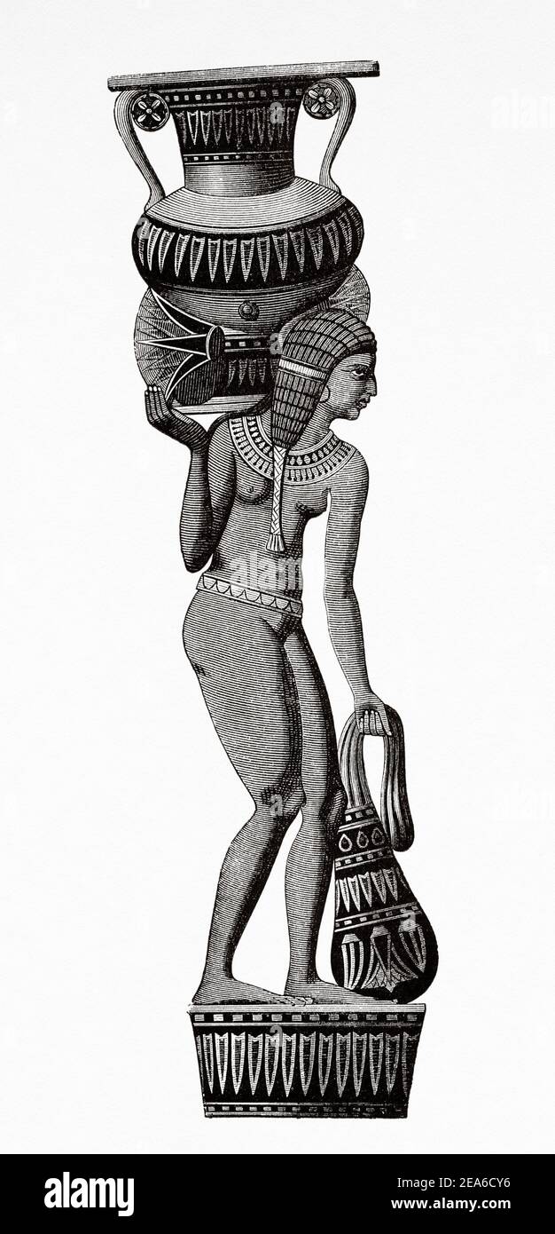 Récipients en céramique. Histoire de l'Égypte ancienne. Ancienne illustration gravée du XIXe siècle d'El Mundo Ilustrado 1879 Banque D'Images