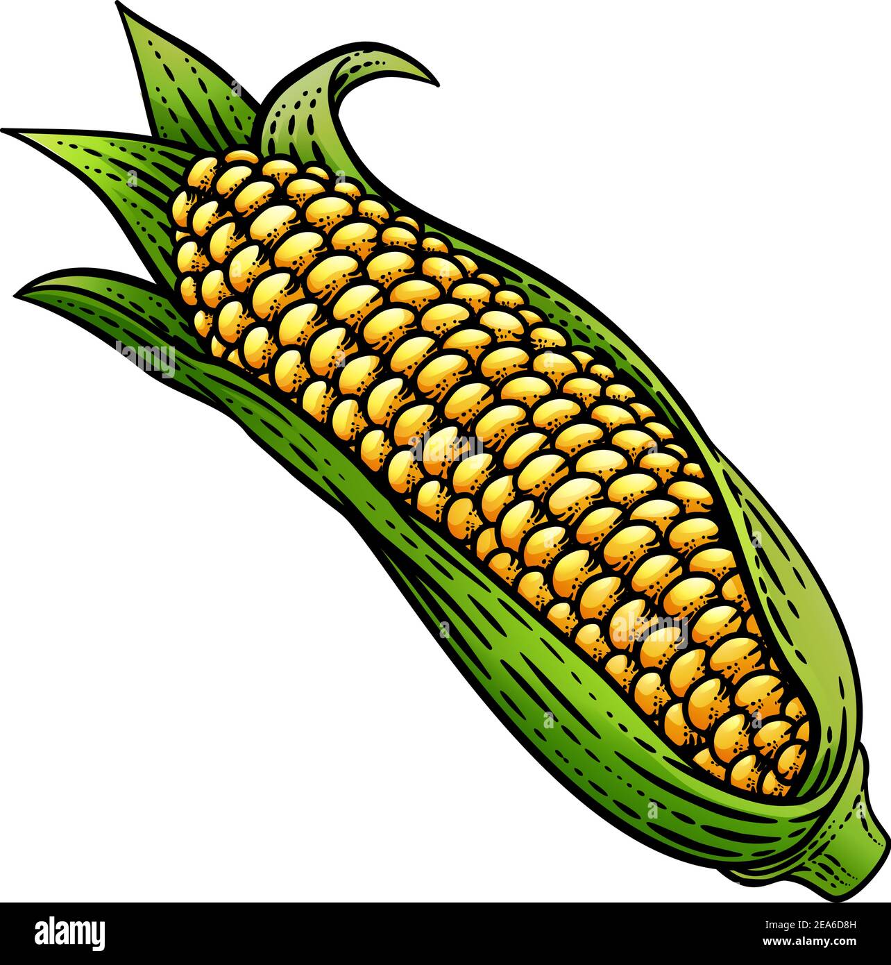 Illustration de la coupe de bois Vintage de légumes de maïs Illustration de Vecteur