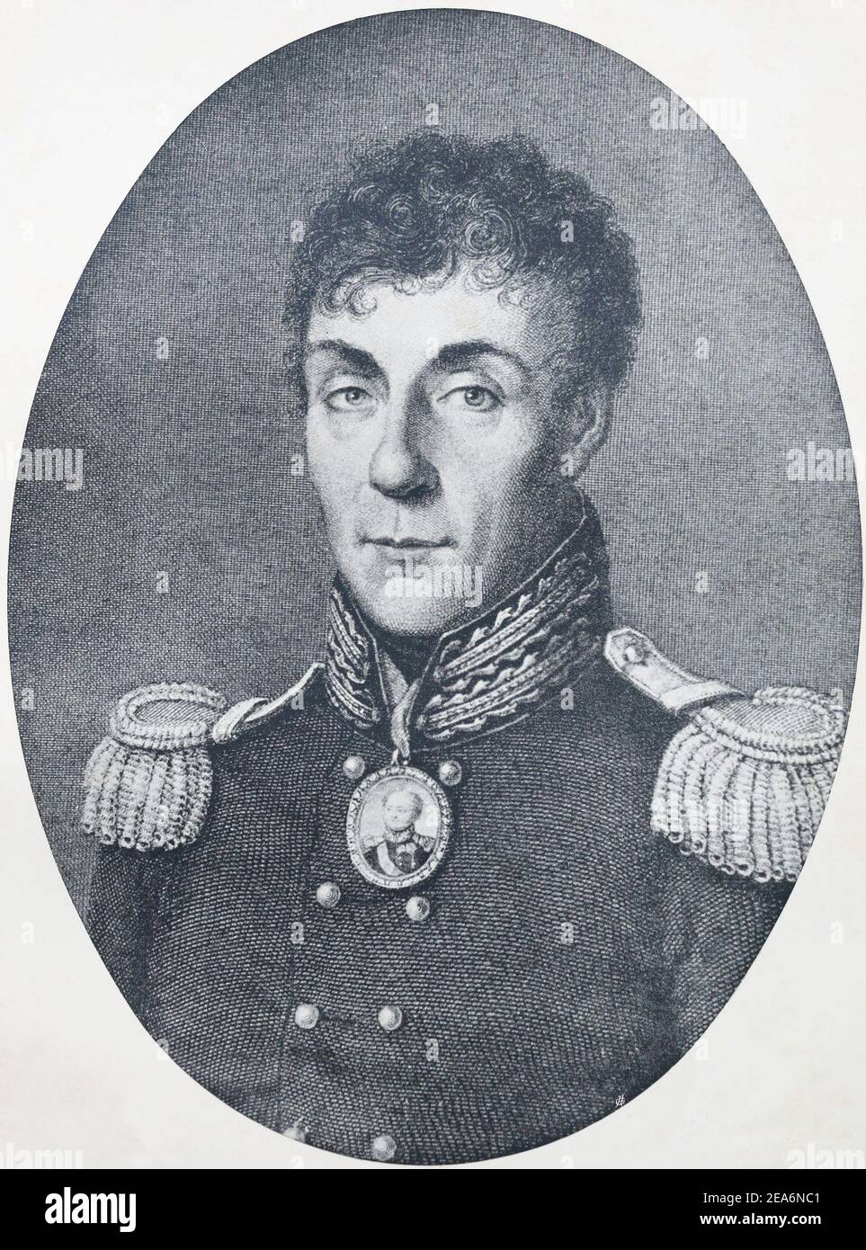 Portrait du comte Alexey Andreyevitch Arakcheyev ou Arakcheev (1769-1834). Gravure de 1818. Banque D'Images