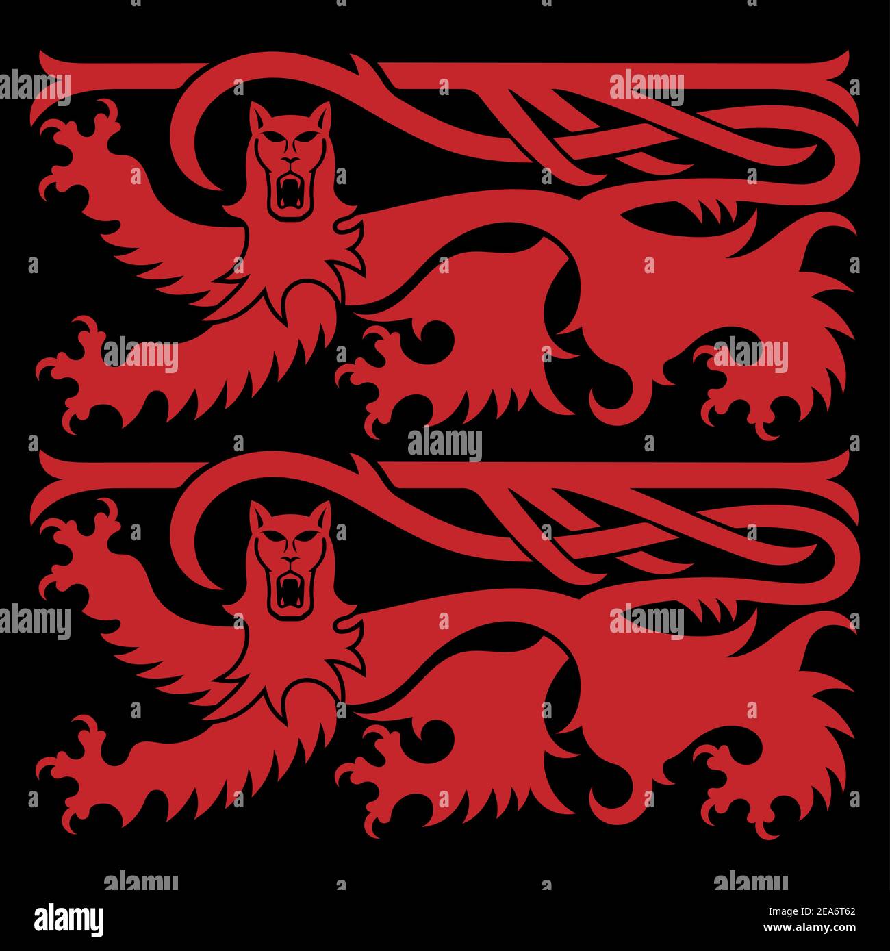 Design scandinave viking. Deux lions scandinaves Illustration de Vecteur