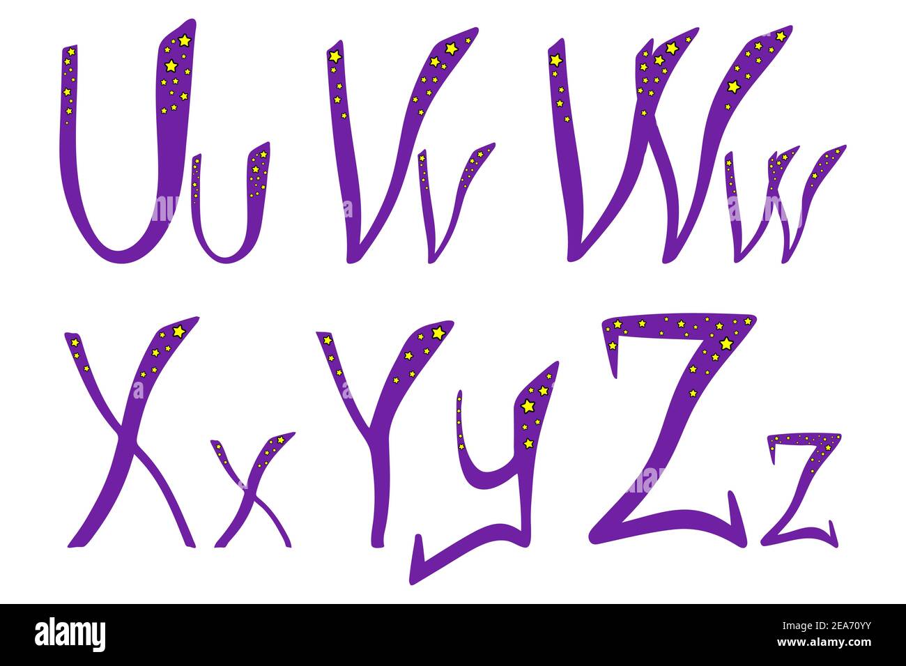 Alphabet magicien pour halloween - U V W X y Z Illustration de Vecteur