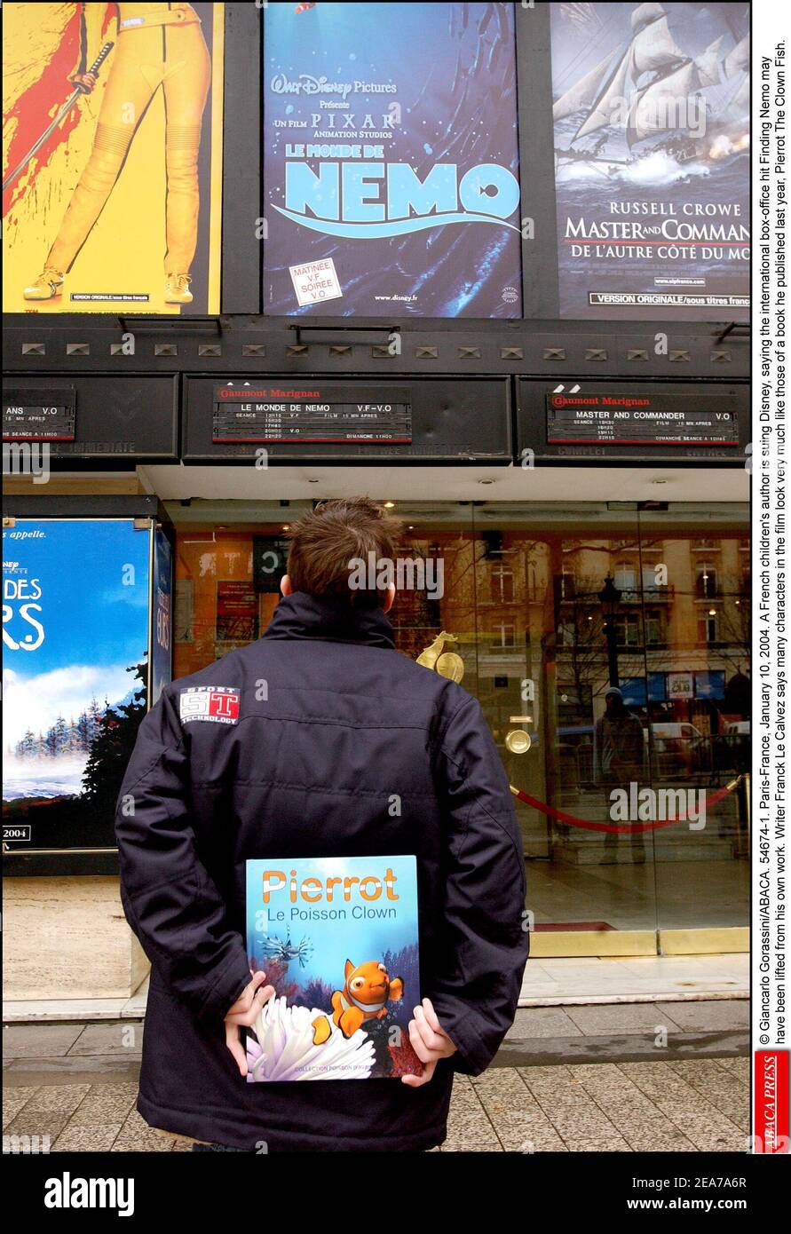 Giancarlo Gorassini/ABACA. 54674-1. Paris-France, le 10 janvier 2004. Un  auteur français d'enfants poursuit Disney, en disant que le succès  international du box office trouvant Nemo a peut-être été levé de son