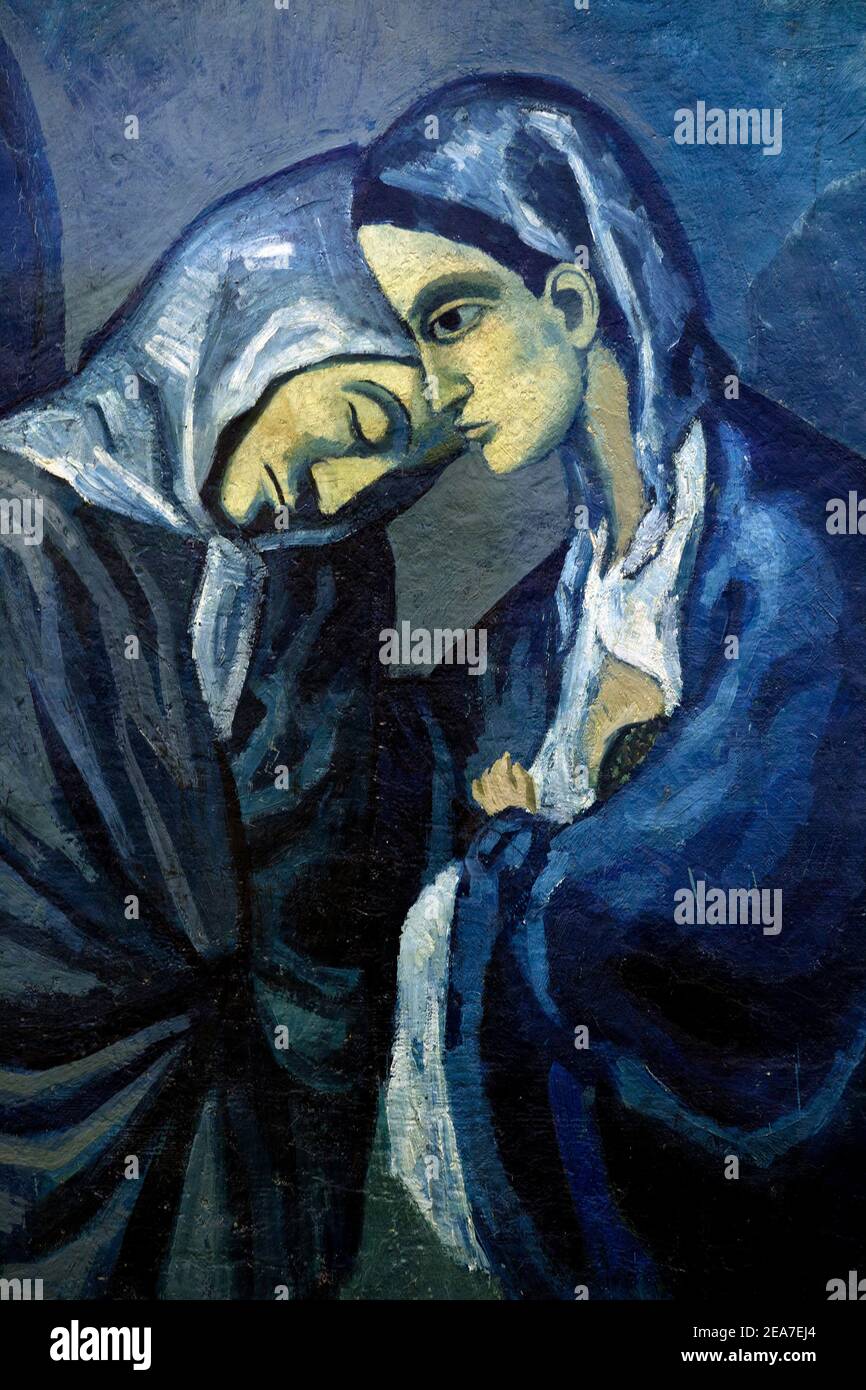 La visite, deux Sœurs, Pablo Picasso, 1902, détail, Musée de l'Ermitage, Saint-Pétersbourg, Russie Banque D'Images