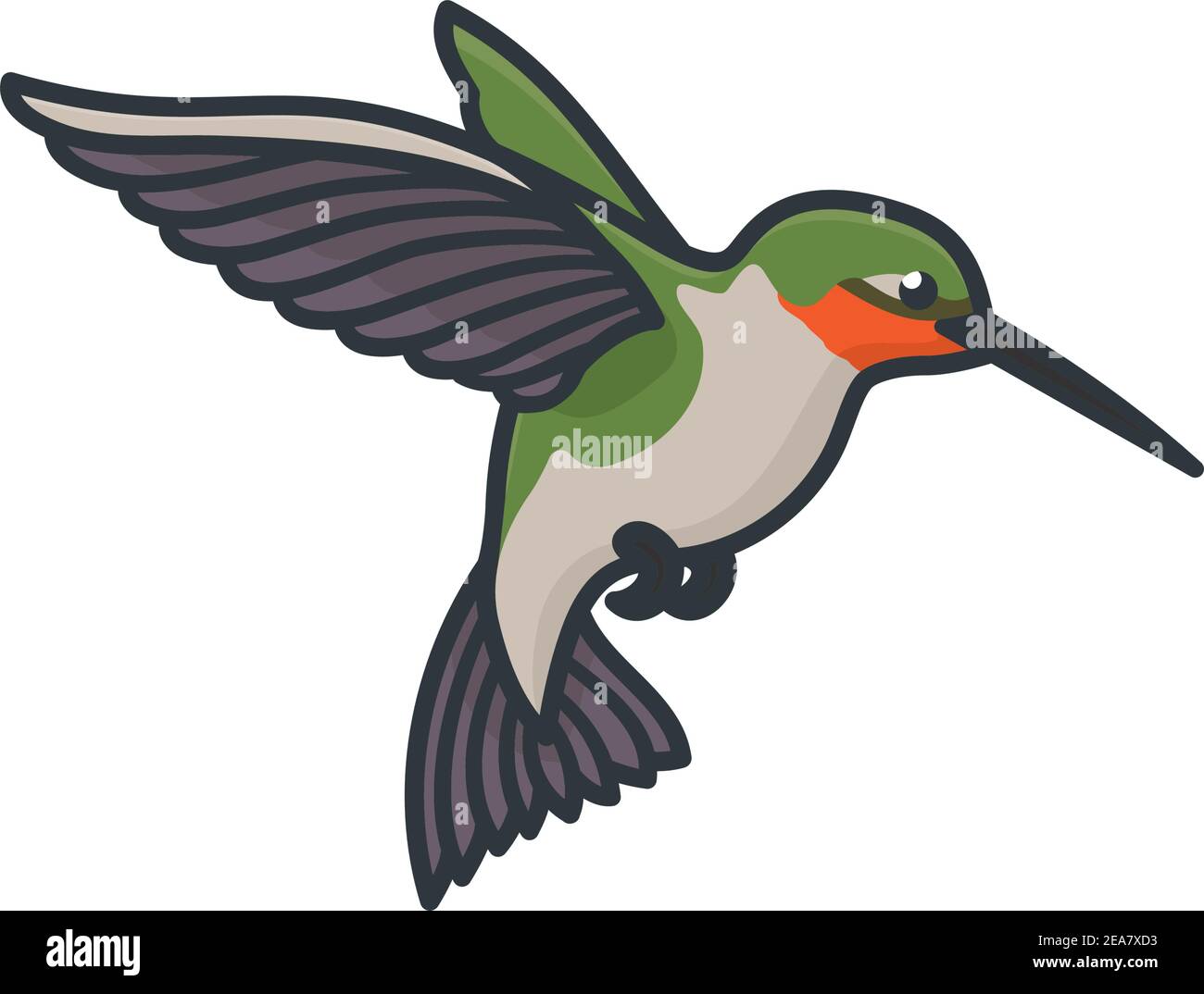 Illustration vectorielle isolée d'un colibris à gorge rubis pour le jour des papillons et des colibris Le 3 octobre Illustration de Vecteur