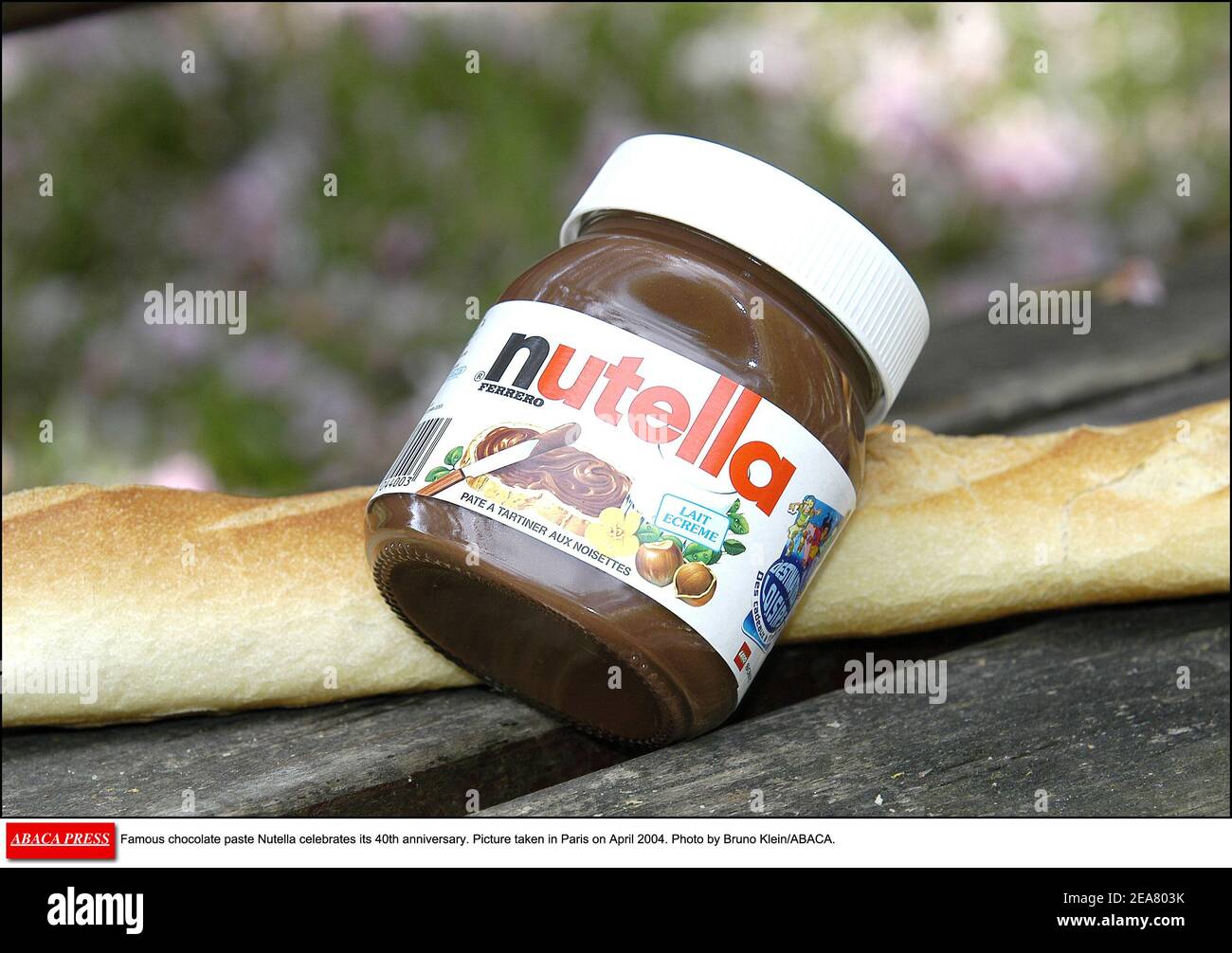 Nutella célèbre pâte de chocolat célèbre son 40e anniversaire. Photo prise à Paris le 2004 avril. Photo de Bruno Klein/ABACA. Banque D'Images