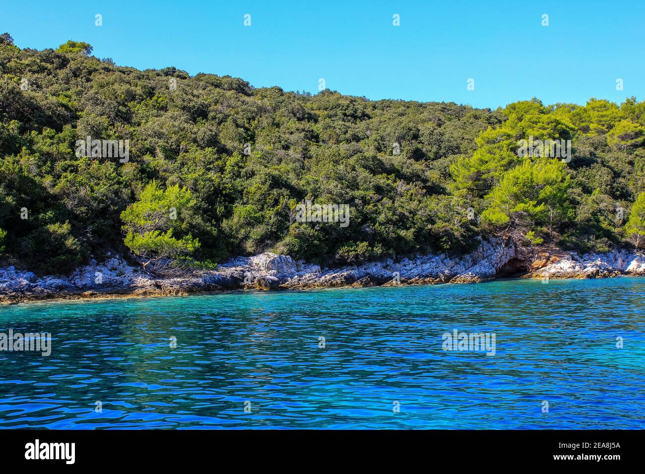Vue sur Paklinski Otoci, Croatie, un jour d'été Banque D'Images Vue sur Paklinski Otoci, Croatie, un jour d'été Banque D'Images