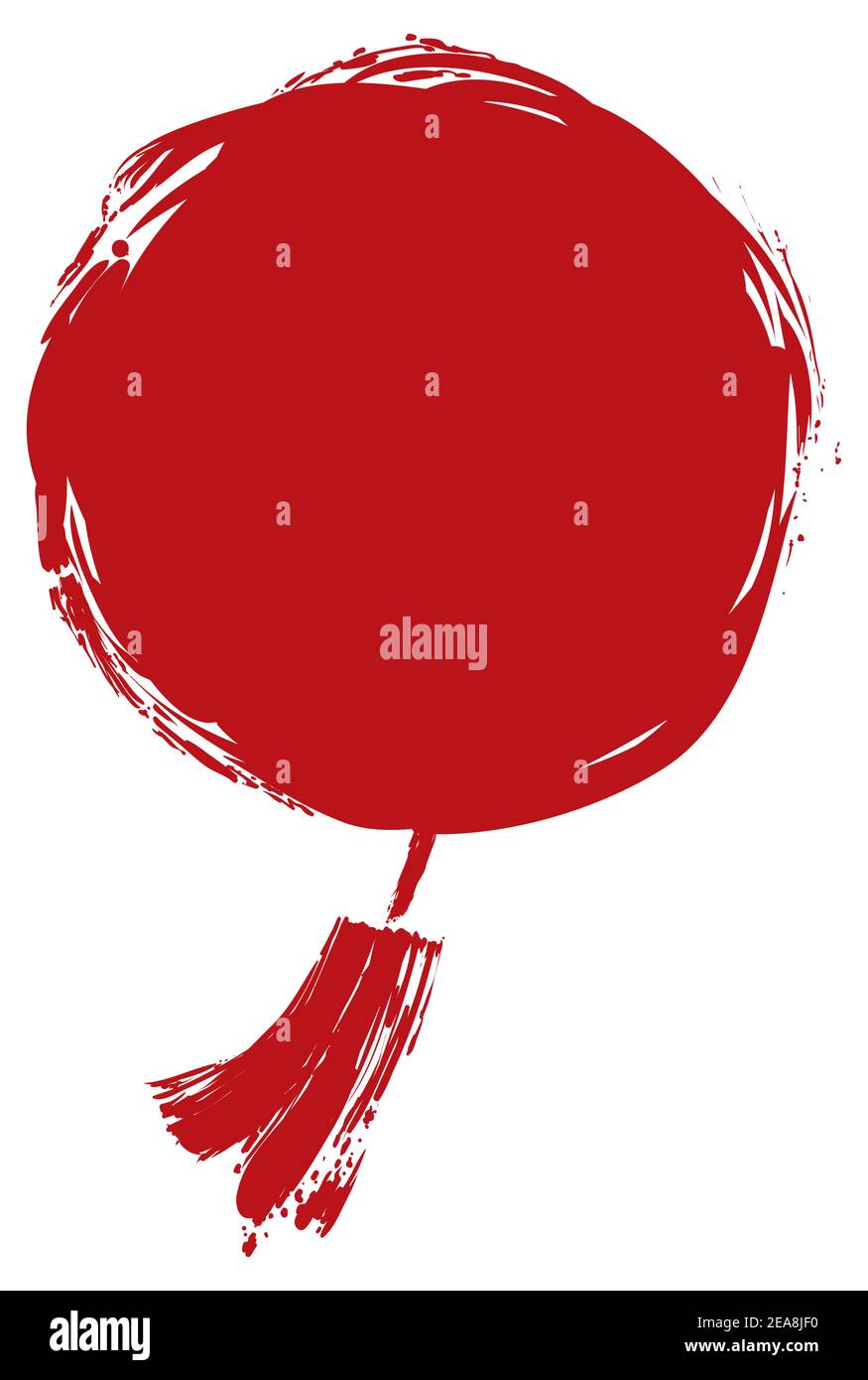 Lanterne chinoise ronde avec corde et franges suspendues en pinceaux rouges, isolée sur fond blanc. Illustration de Vecteur