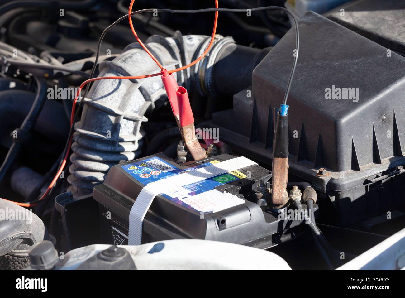 batterie de voiture 12 v en charge Banque D'Images