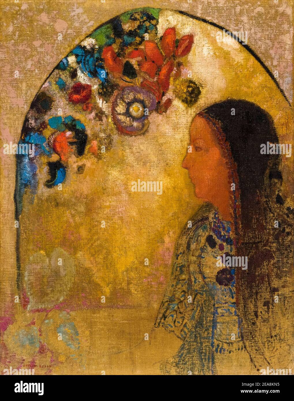 Odilon Redon, la fenêtre gothique, peinture, 1900 Banque D'Images