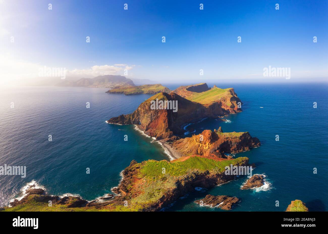 Vue aérienne de la presqu'île de Ponta de Sao Lourenco, Madère, Portugal Banque D'Images