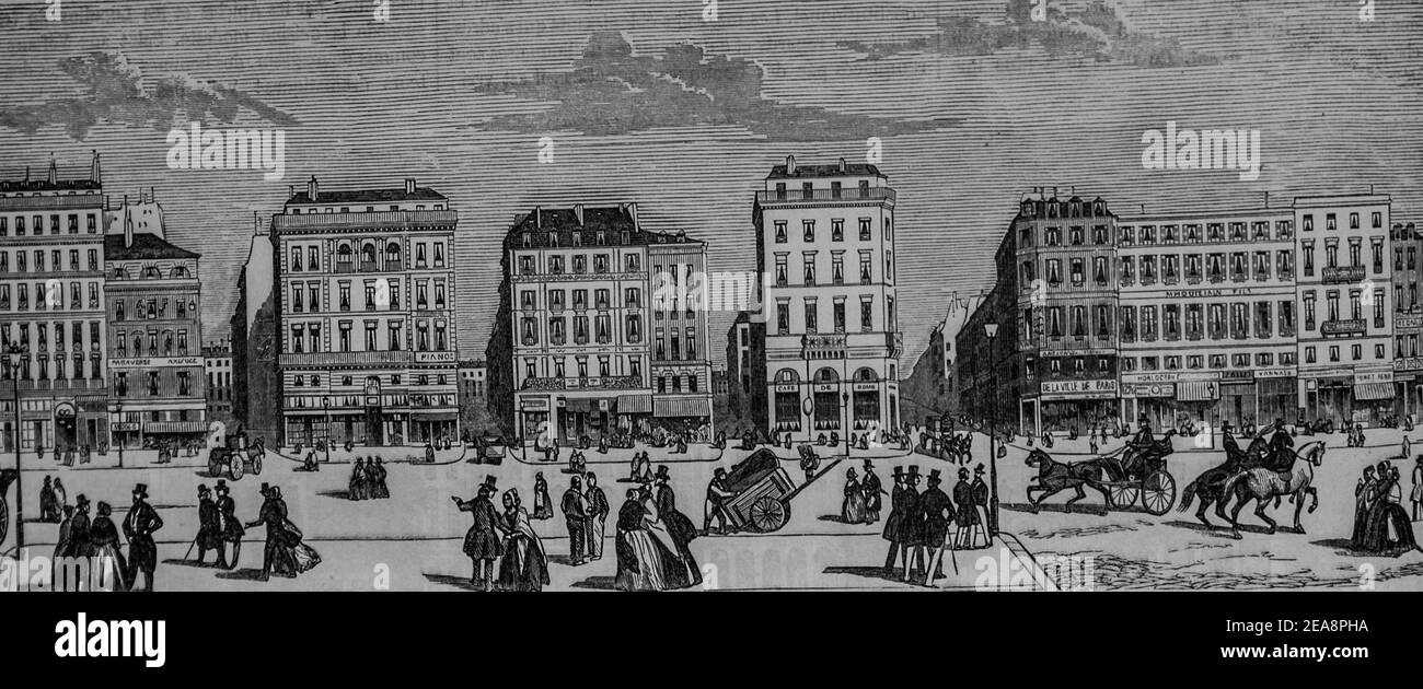 bazar bonne nouvelle, tableau de paris par edmond texier,éditeur paulin et le chevalier 1852 Banque D'Images