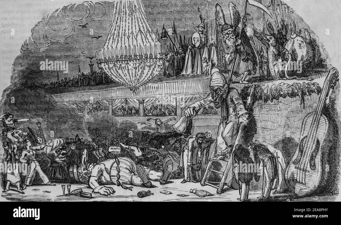 conseil du carnaval, tableau de paris par edmond texier, éditeur paulin et le chevalier 1852 Banque D'Images
