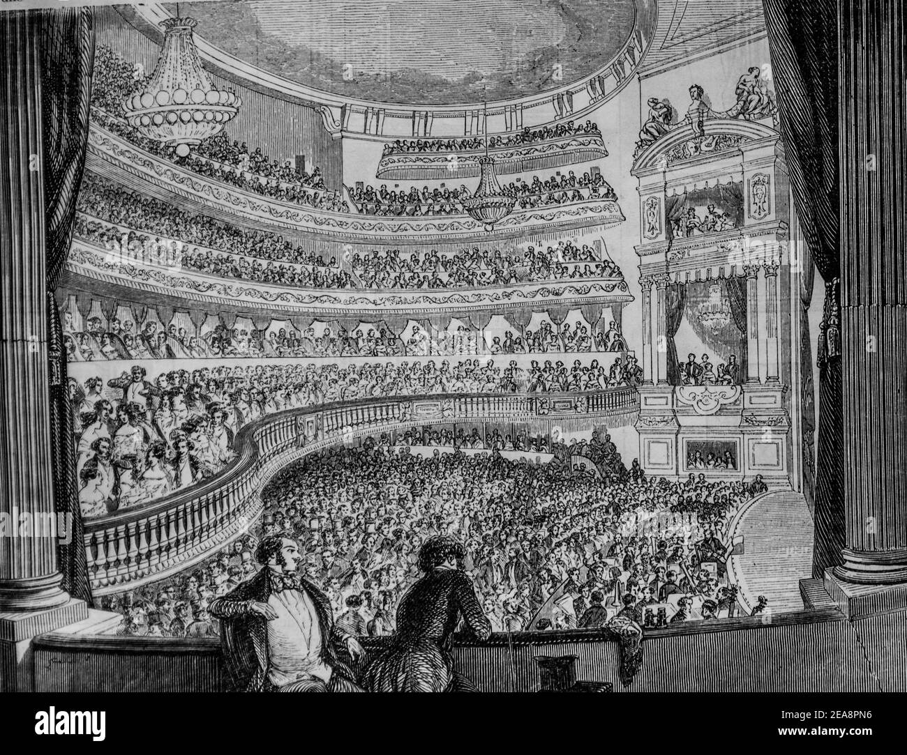 théâtre lyrique, tableau de paris par edmond texier, éditeur paulin et le chevalier 1852 Banque D'Images