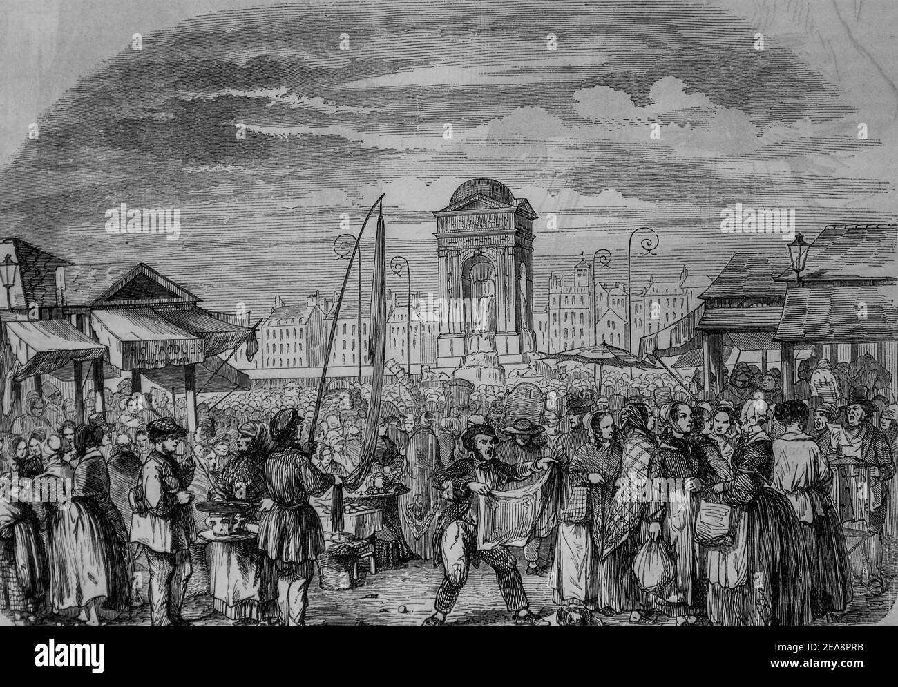 le marché des innocents, tableau de paris par edmond texier, éditeur paulin et le chevalier 1852 Banque D'Images