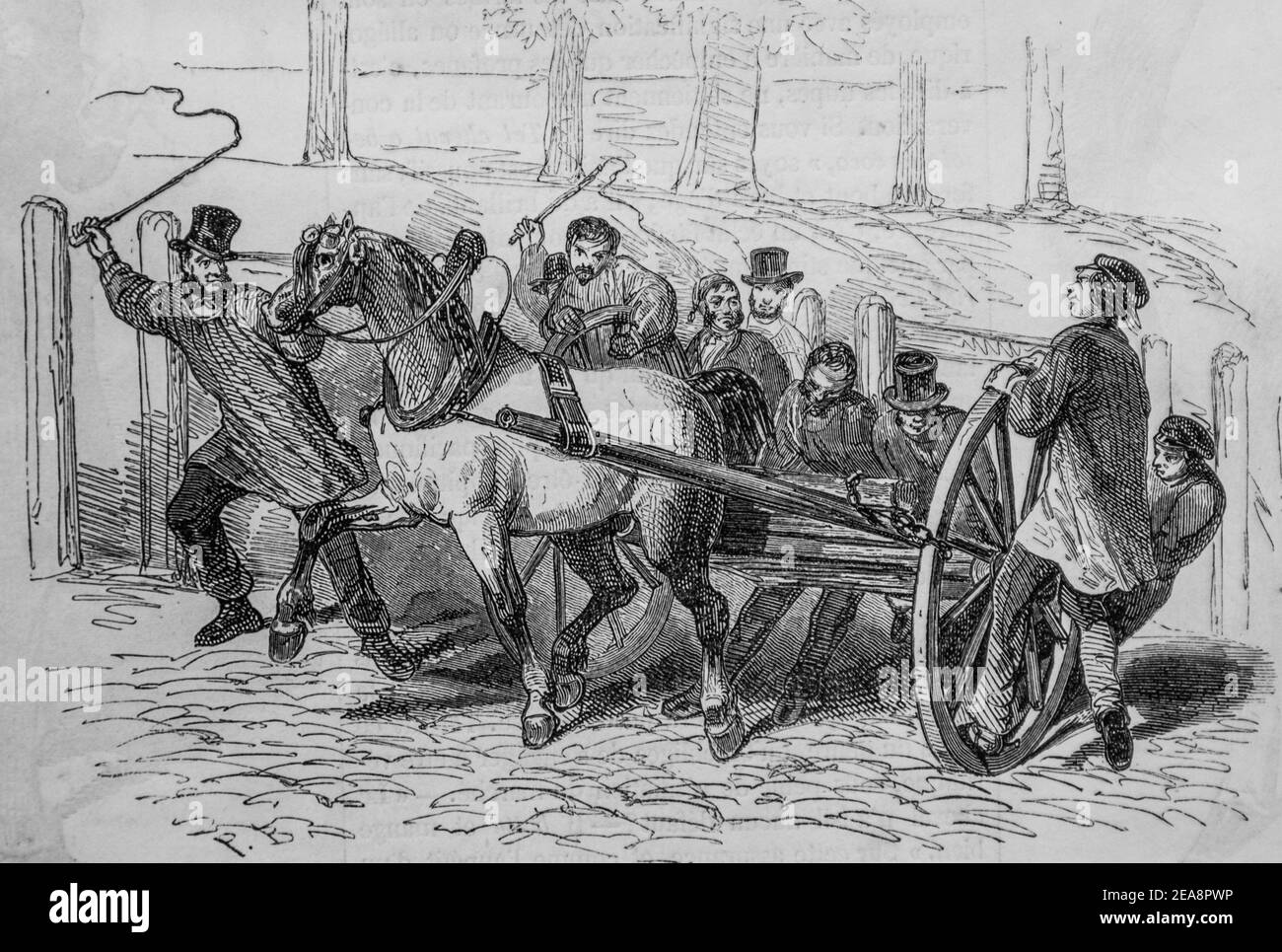 cheval de trait, tableau de paris par edmond texier,éditeur paulin et le chevalier 1852 Banque D'Images
