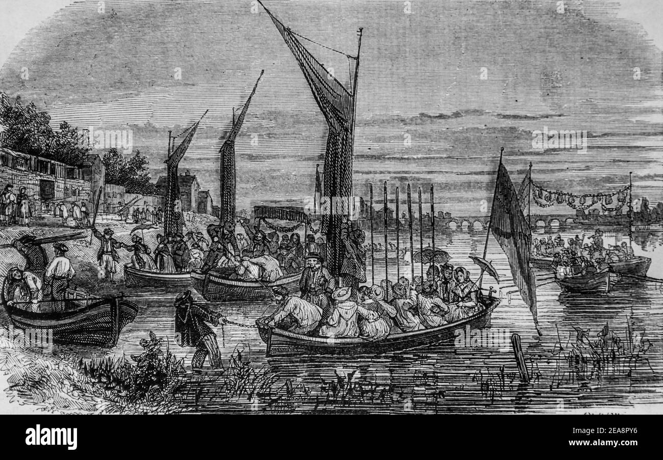 la flotte de bercy, tableau de paris par edmond texier,éditeur paulin et le chevalier 1852 Banque D'Images