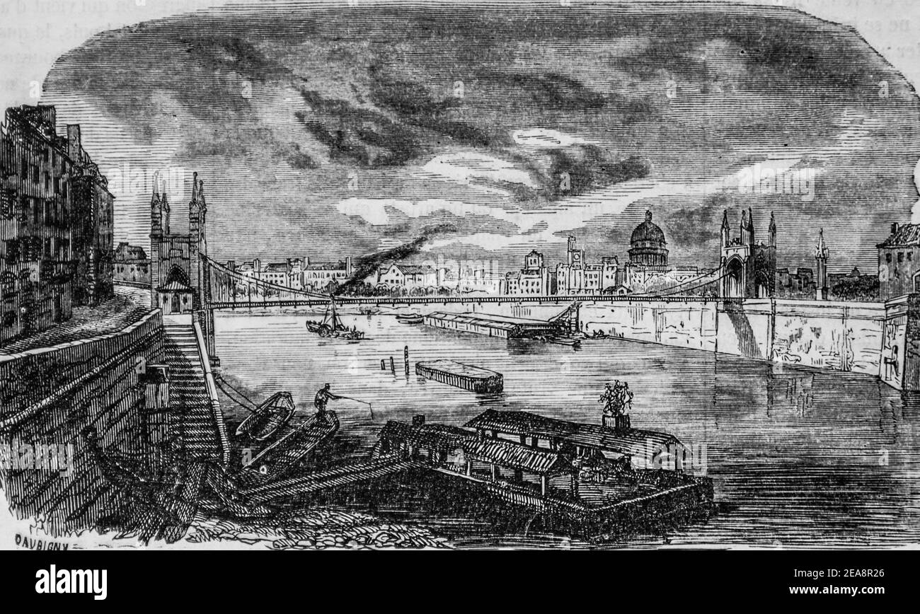 pont de la cité, tableau de paris par edmond texier, éditeur paulin et le chevalier 1852 Banque D'Images