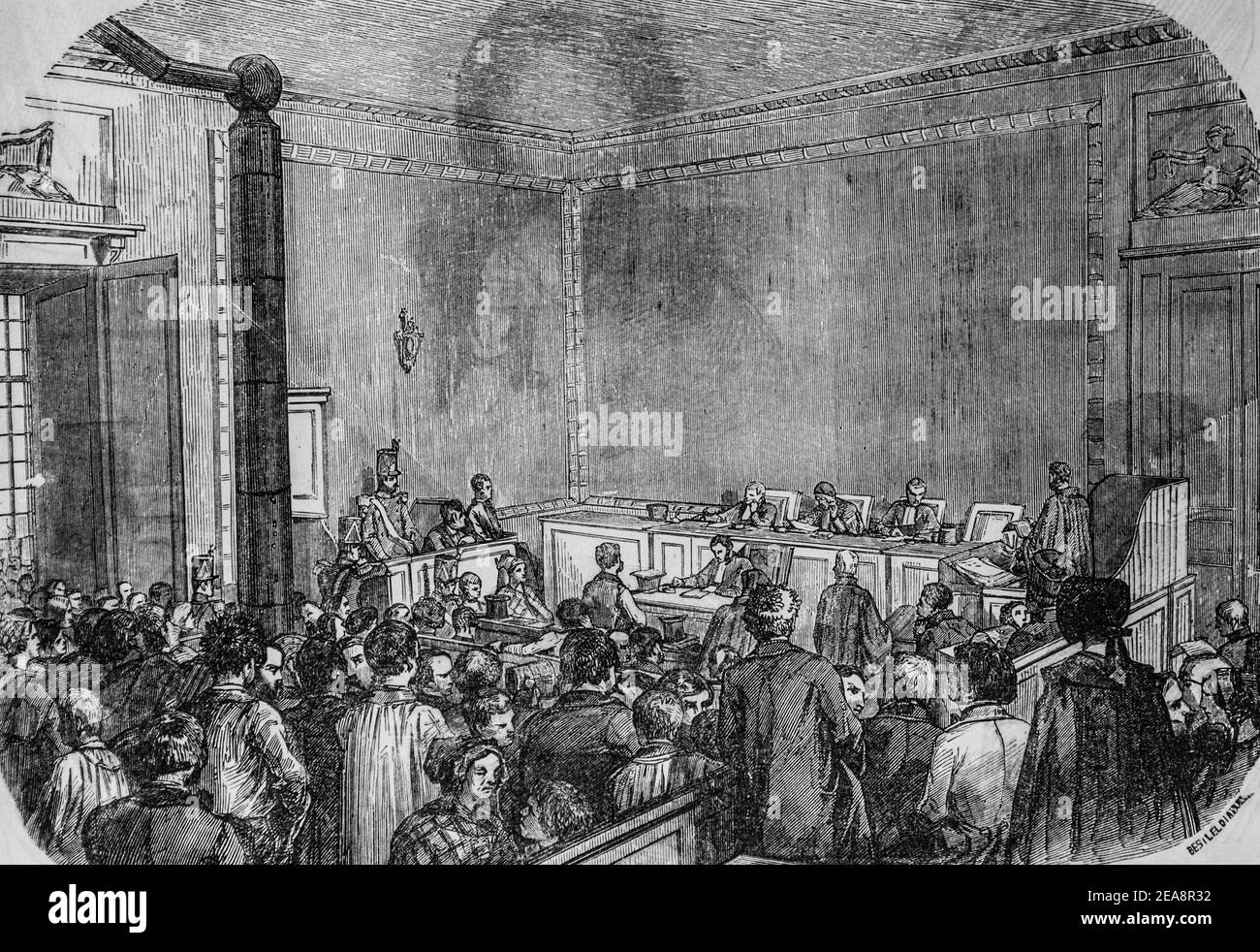 correction de police, tableau de paris par edmond texier,éditeur paulin et le chevalier 1852 Banque D'Images