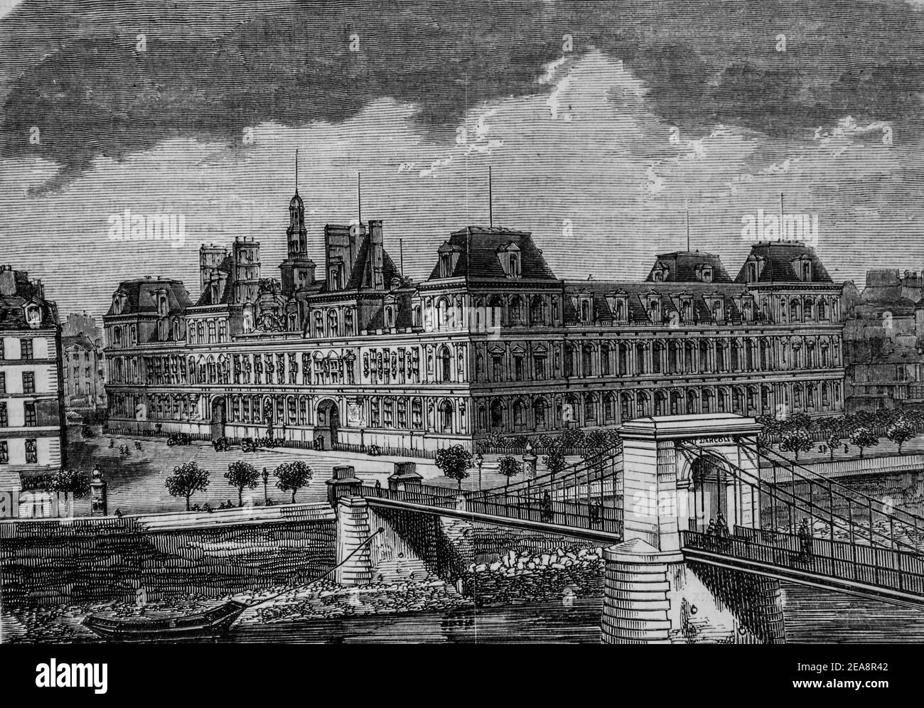 hotel de ville, tableau de paris par edmond texier, éditeur paulin et le chevalier 1852 Banque D'Images